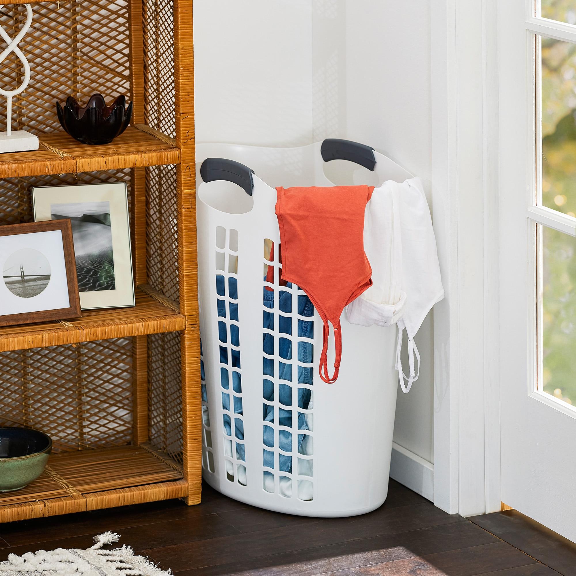 Gracious Living Plastic Laundry Hamper with Handles
