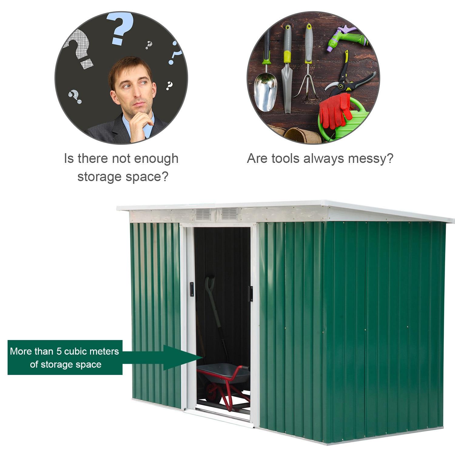 Outdoor Lean-To Metal Storage Shed