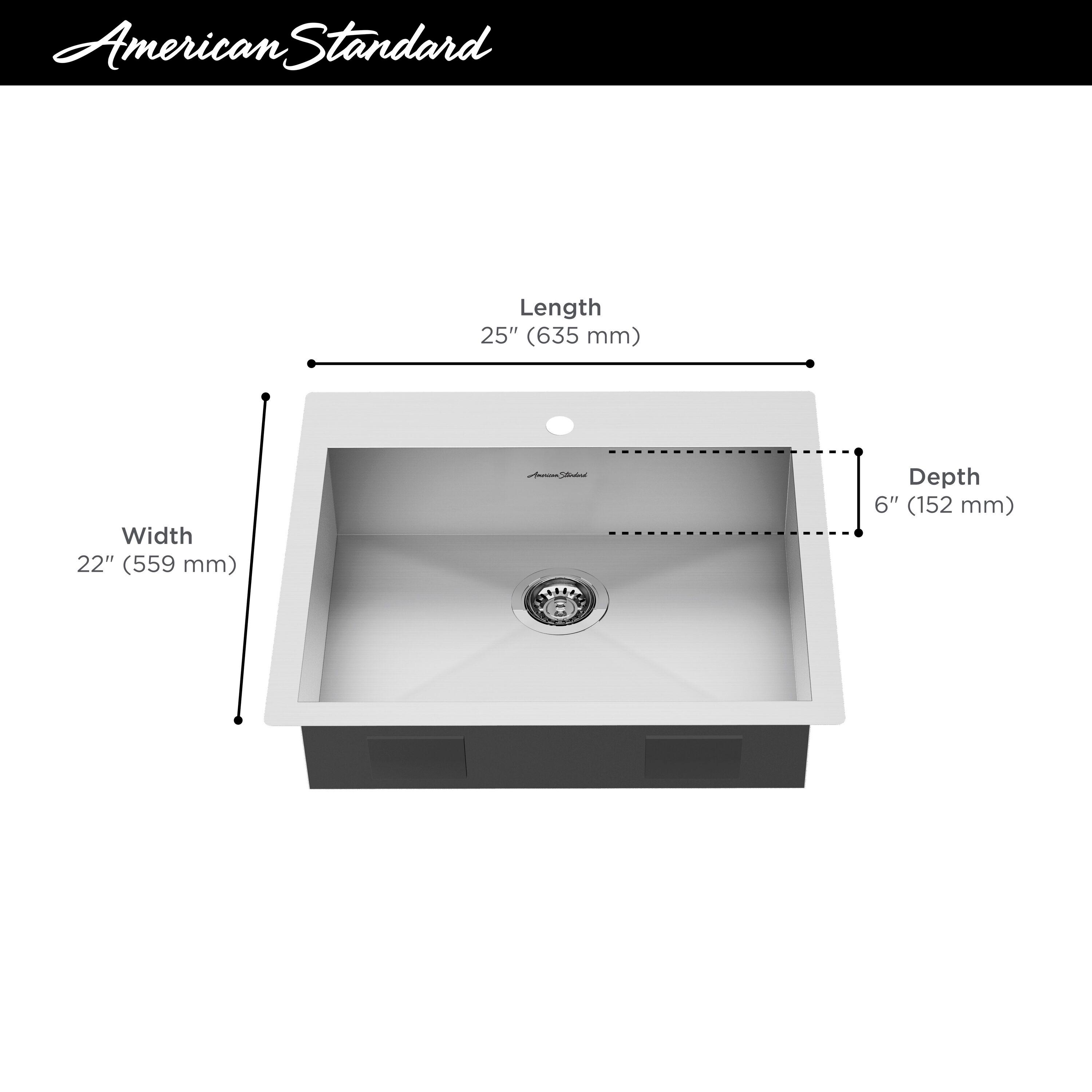 Edgewater 25'' L Undermount Single Bowl Stainless Steel Kitchen Sink