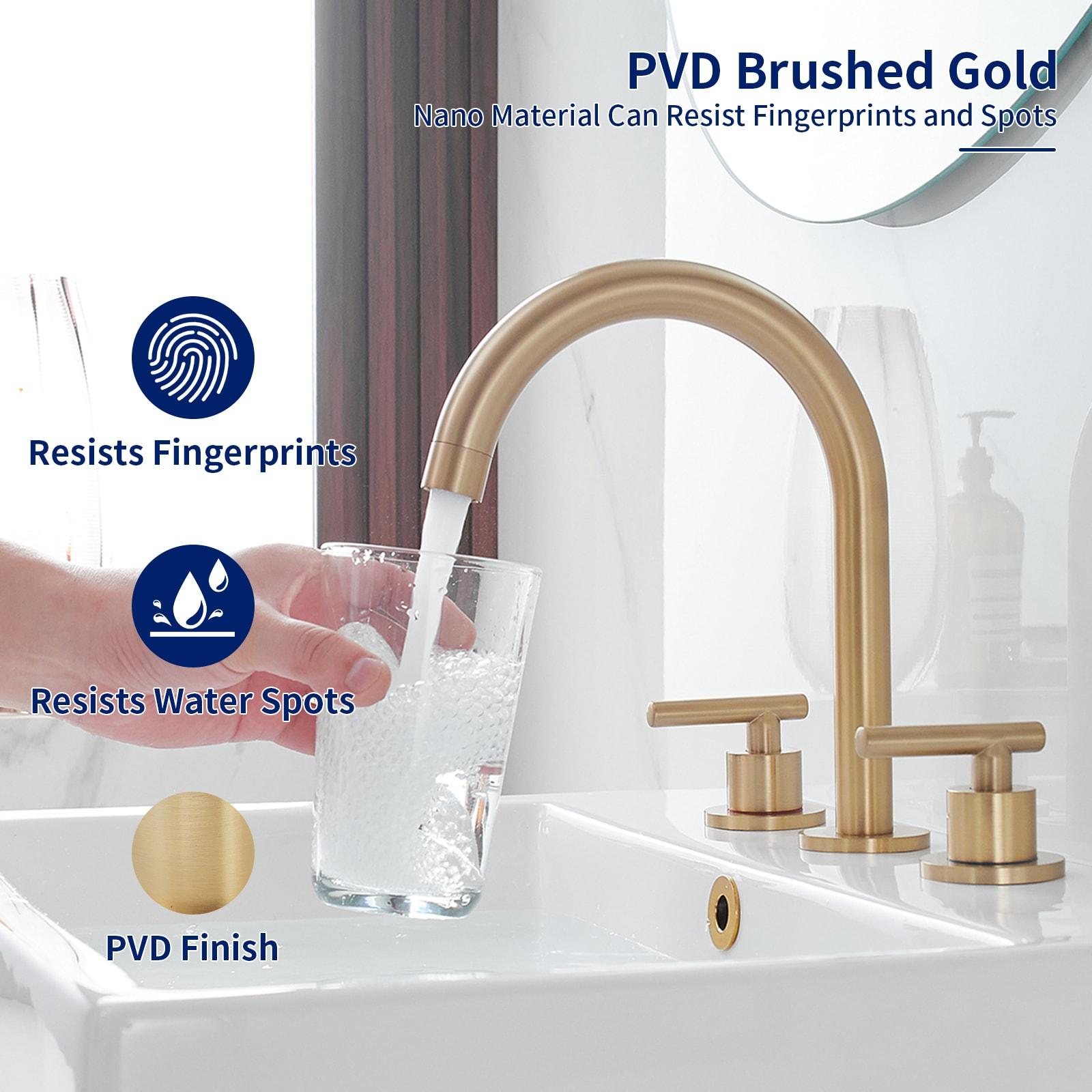 VIBRANTBATH 16441-BG Widespread Bathroom Faucet 3 Hole, 2-handle Bathroom Sink Faucet with Drain Assembly