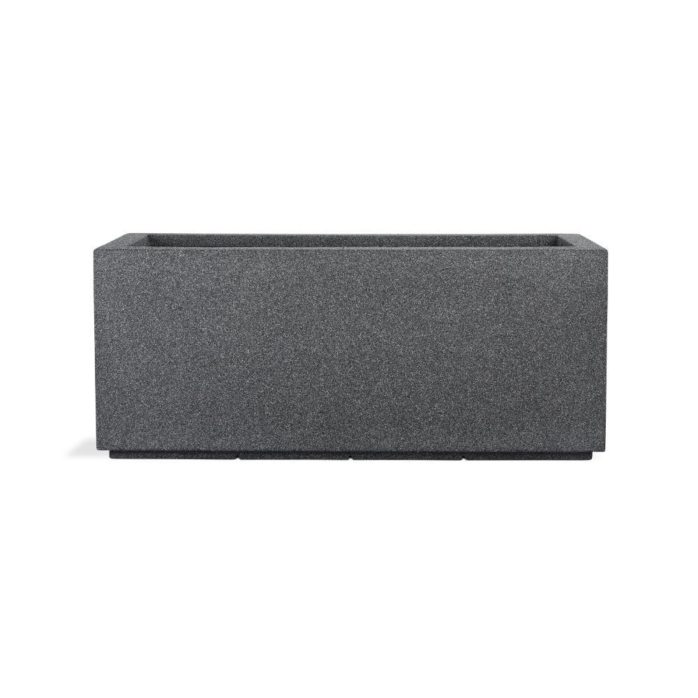 PolyStone Milan Tall Modern Outdoor/Indoor Rectangular Trough Planter, 46" L X 17" W X 19" H, Lightweight, Heavy Duty, Weather Resistant, Polymer Finish, Commercial and Residential (Gray Granite)