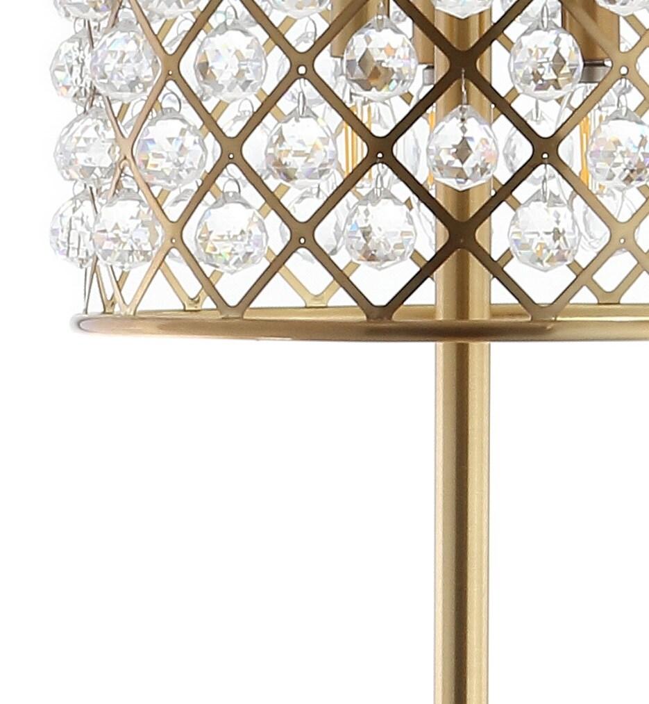 JONATHAN Y JYL9000A Elizabeth 60" Crystal/Metal LED Floor Lamp, Contemporary, Transitional for living room, dinning room, bedroom, office Bulb Included, Brass Gold/Clear