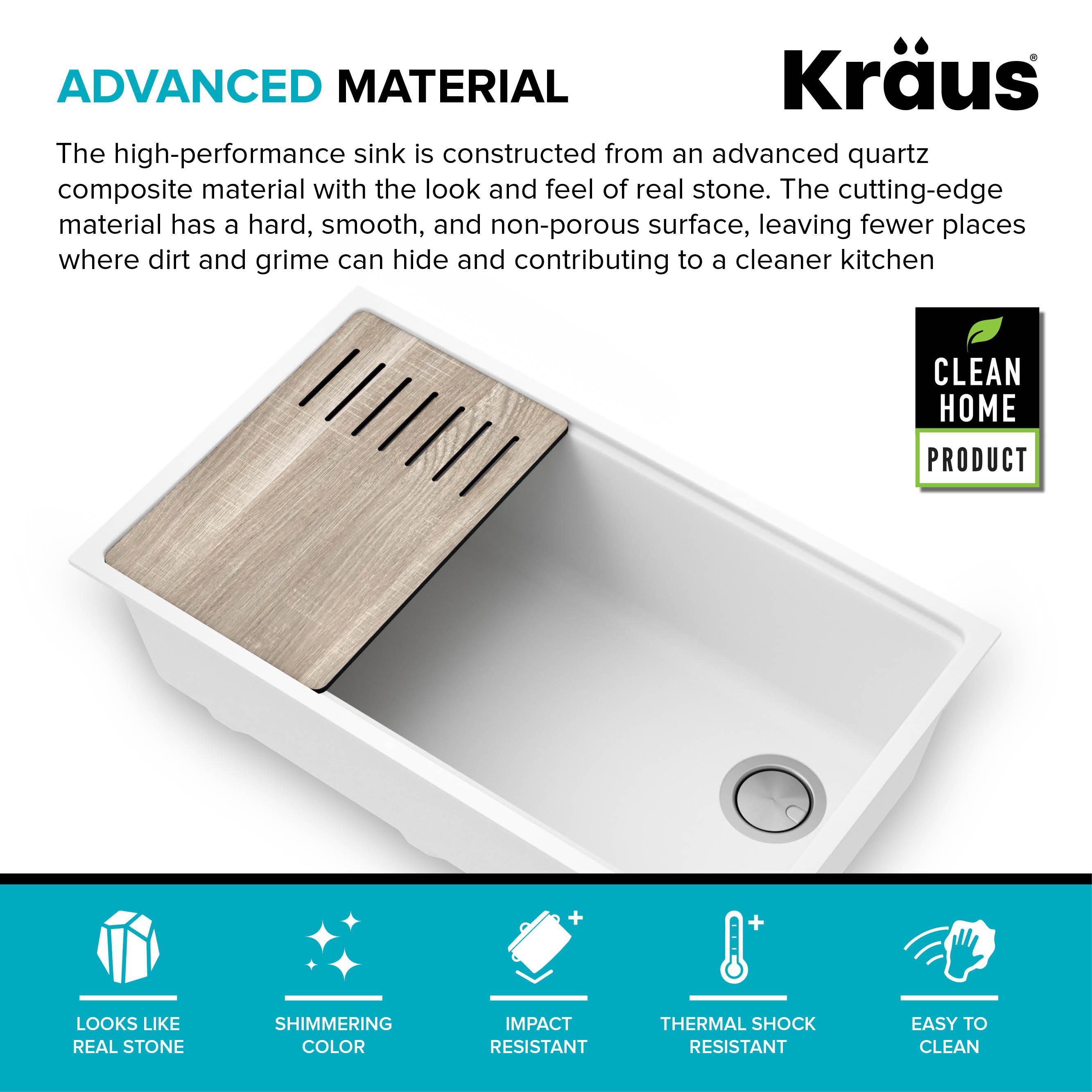Kraus Bellucci 32 in. Undermount Quartz Composite Single Bowl Kitchen Sink with Accessories