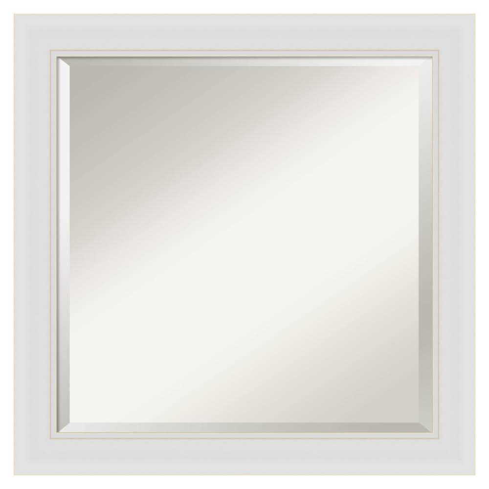 24" x 24" Flair Framed Bathroom Vanity Wall Mirror Soft White - Amanti Art: Satin Finish, Square Shape, No Assembly