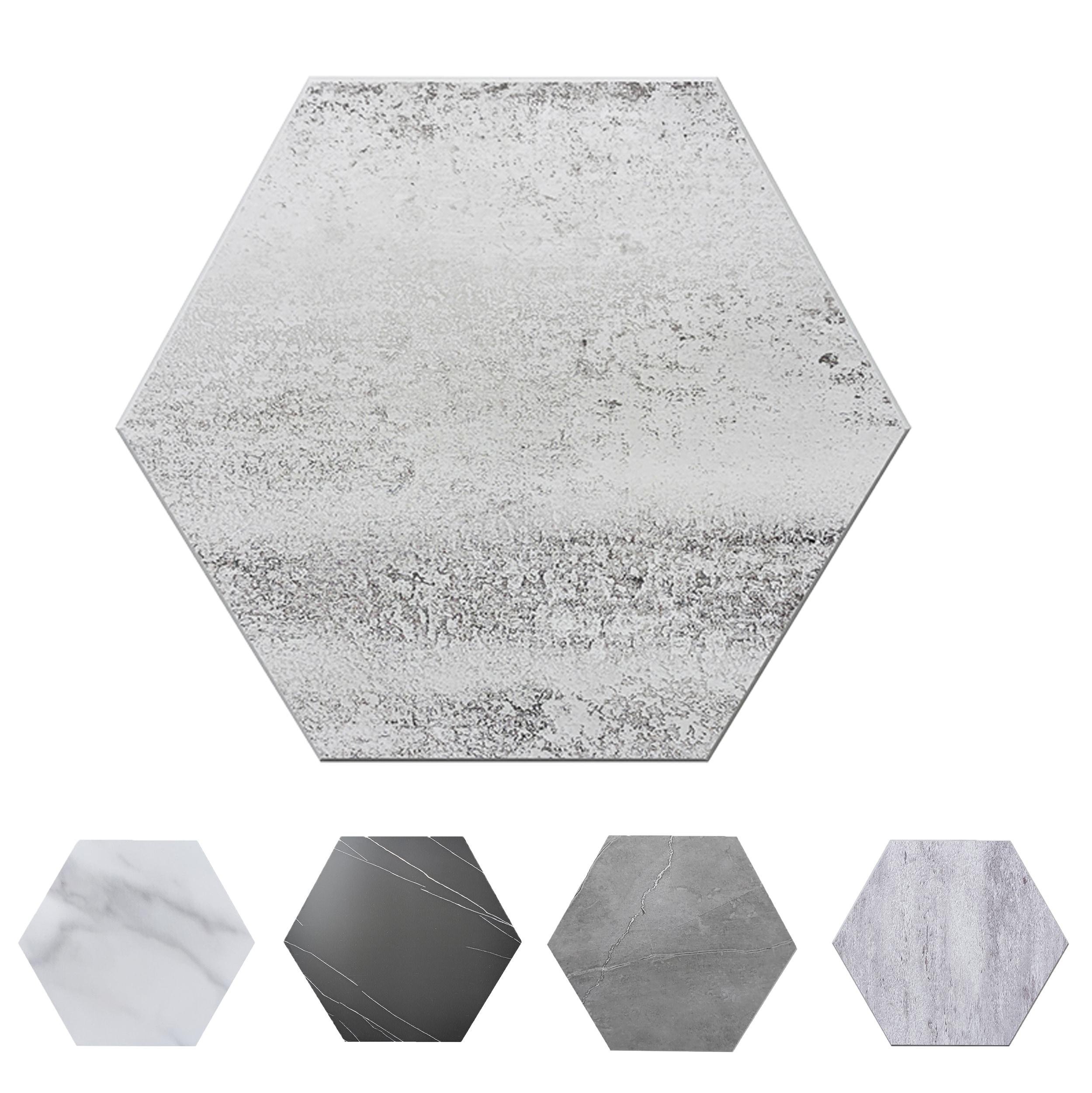 Alpine Gray Resin Hexagon Peel and Stick Wall Tiles