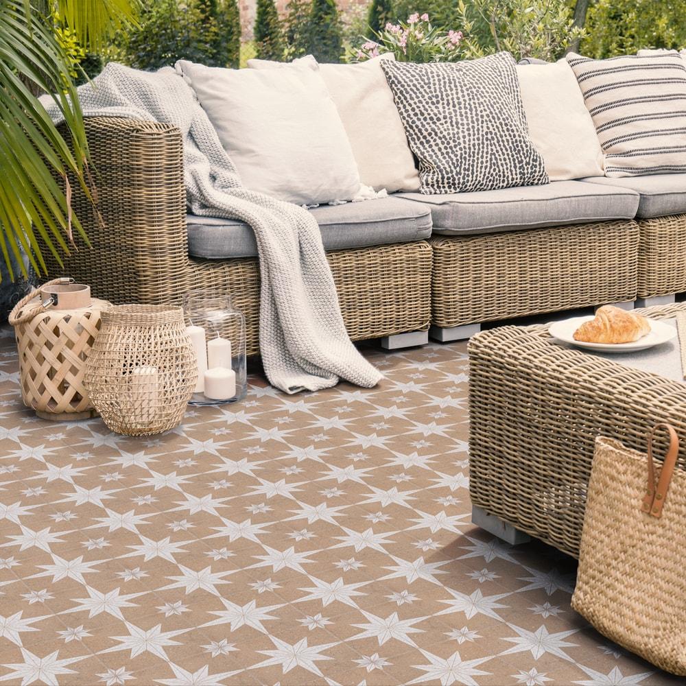 Merola Tile Compass Star 8" x 8" Porcelain Stone Look Wall & Floor Tile