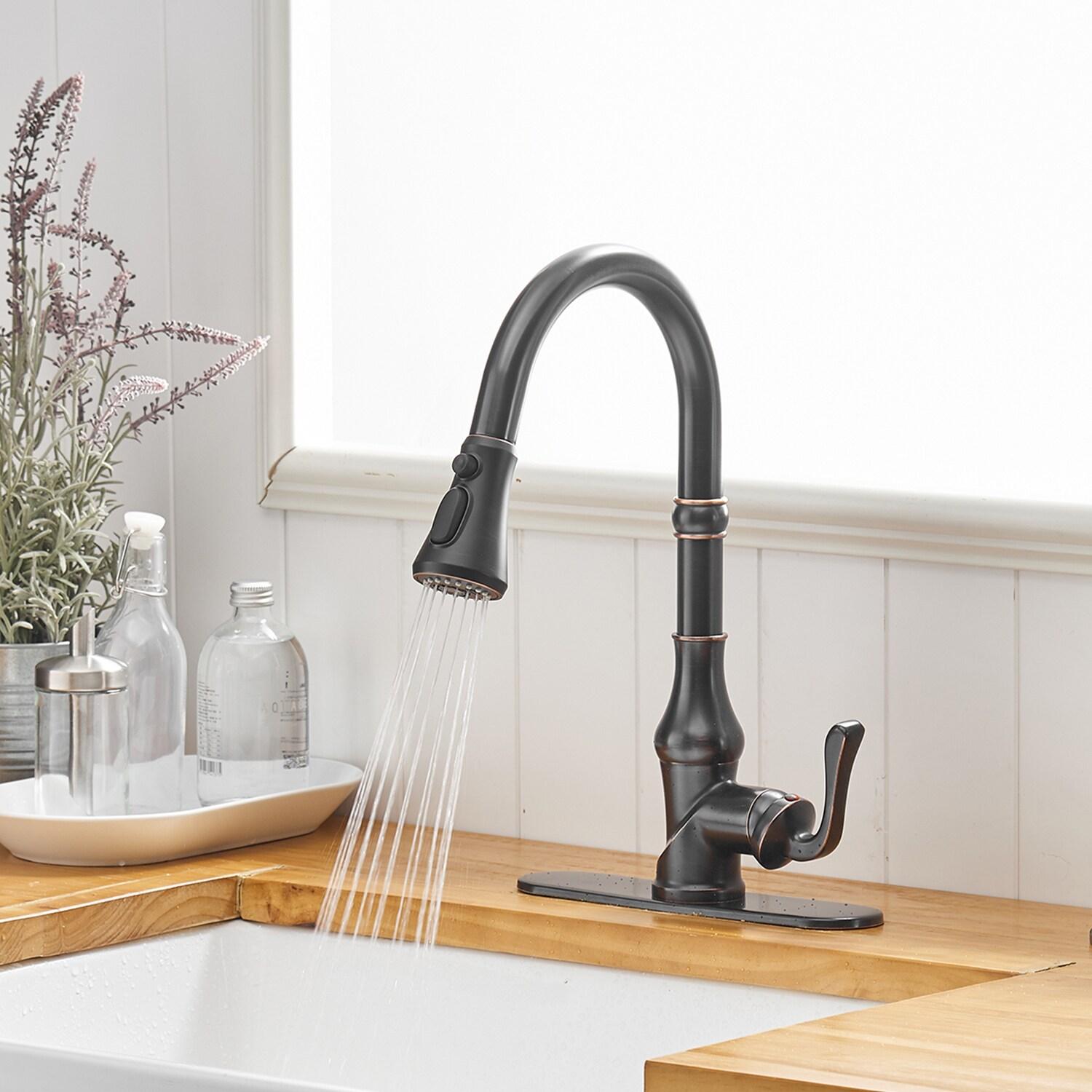 Oil-Rubbed Bronze Pull-Down Kitchen Faucet with Spray