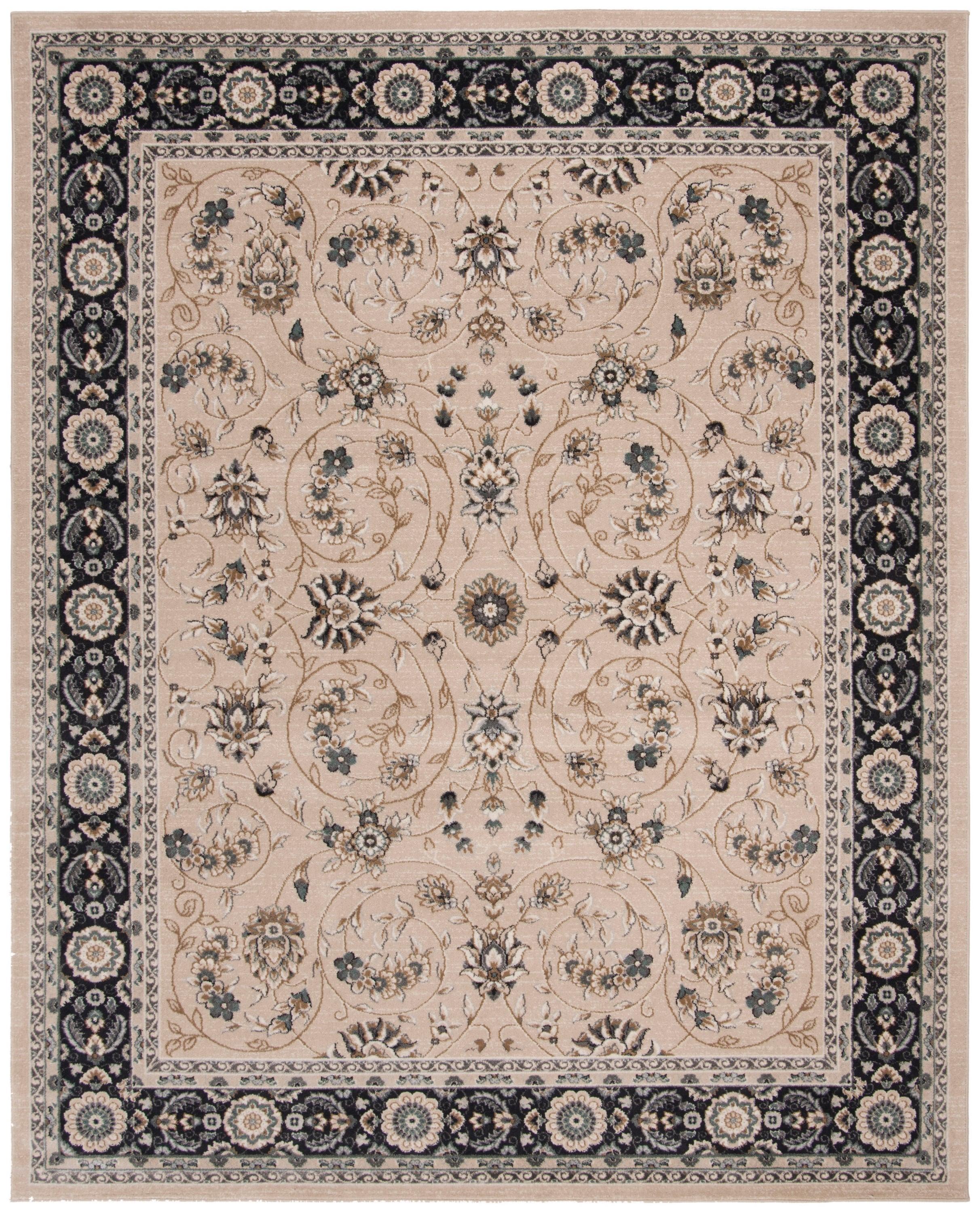 Light Beige and Anthracite 9' x 12' Synthetic Easy Care Area Rug