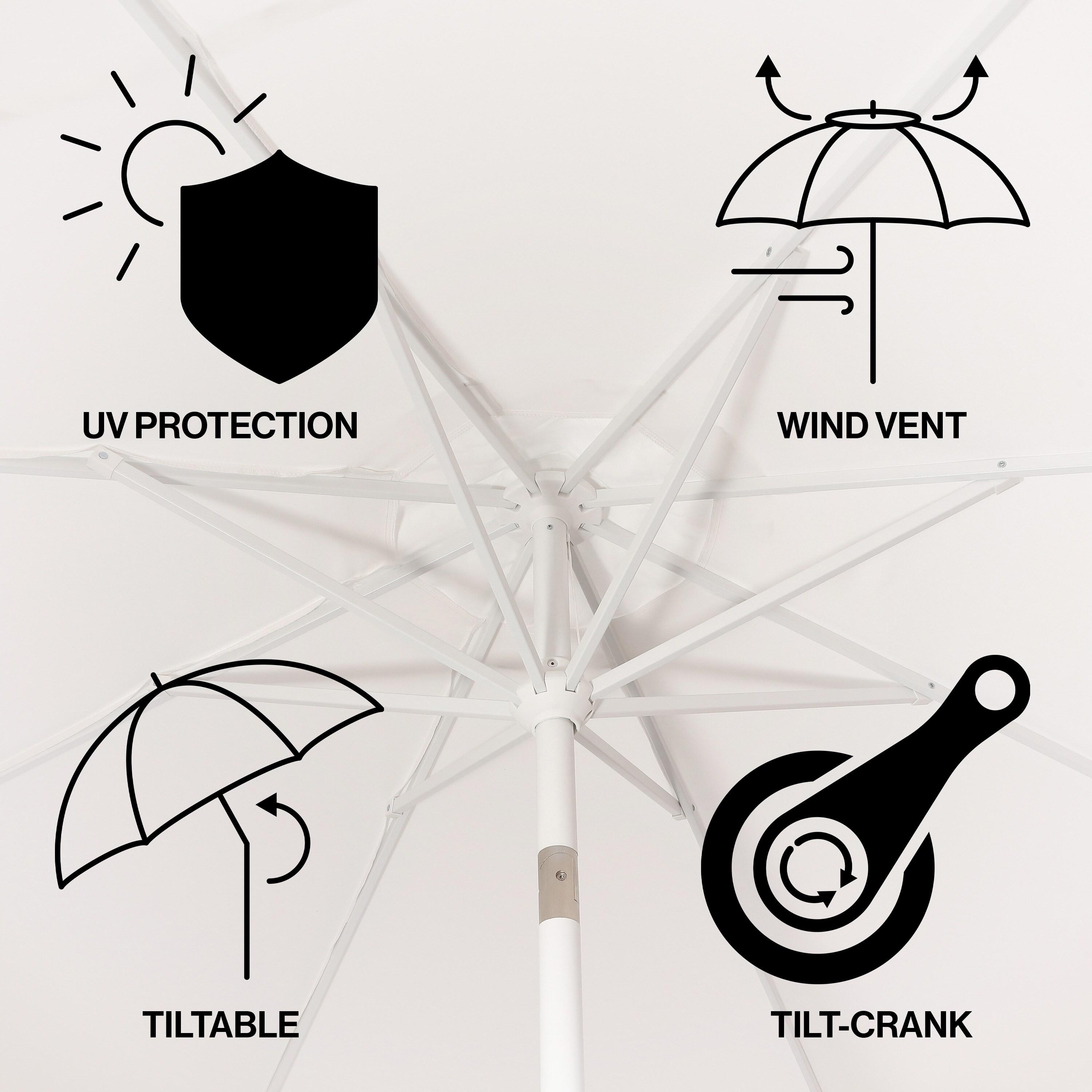 Arlmont & Co. Taveon 9 ft. Classic MidCentury Market Patio Umbrella with UV Protection, Auto-Tilt, and Crank | Wayfair