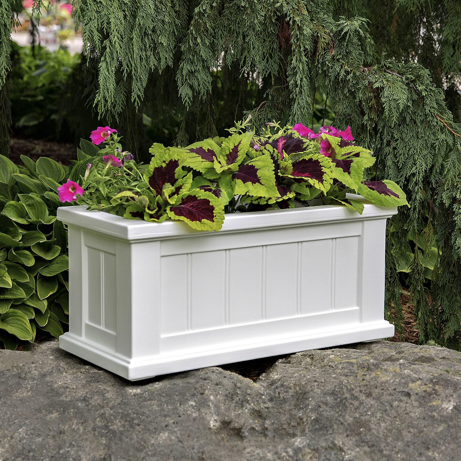 Mayne Cape Cod 24" x 11" x 11" Rectangle White Self-Watering Polyethylene Planter