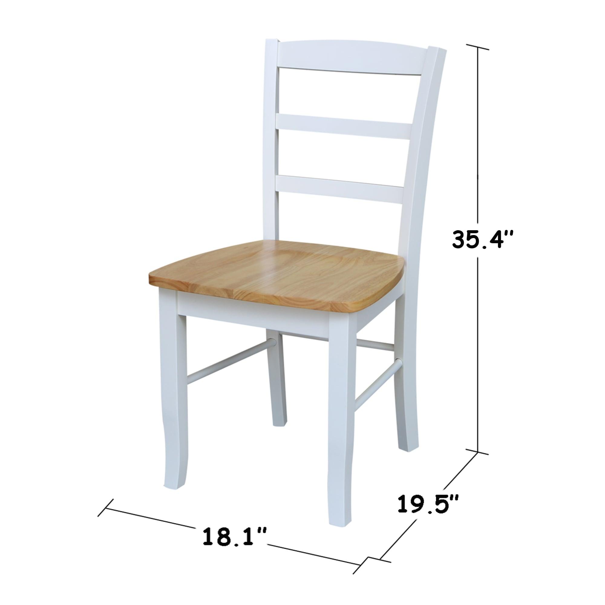 3pc Dining Table with 2 Ladderback Chairs White/Natural – International Concepts: Solid Wood, Square, Non-Extension