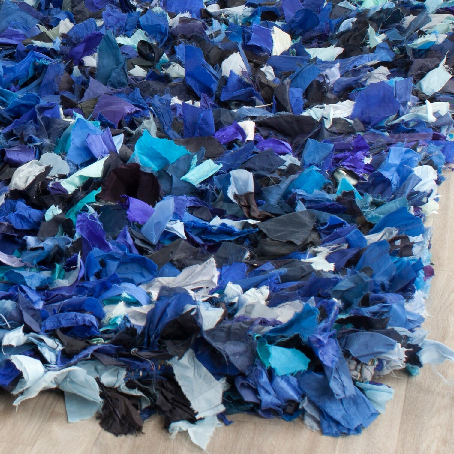 SAFAVIEH Rio Cassandra Confetti Polyester Shag Area Rug, Blue/Multi, 5' x 8'