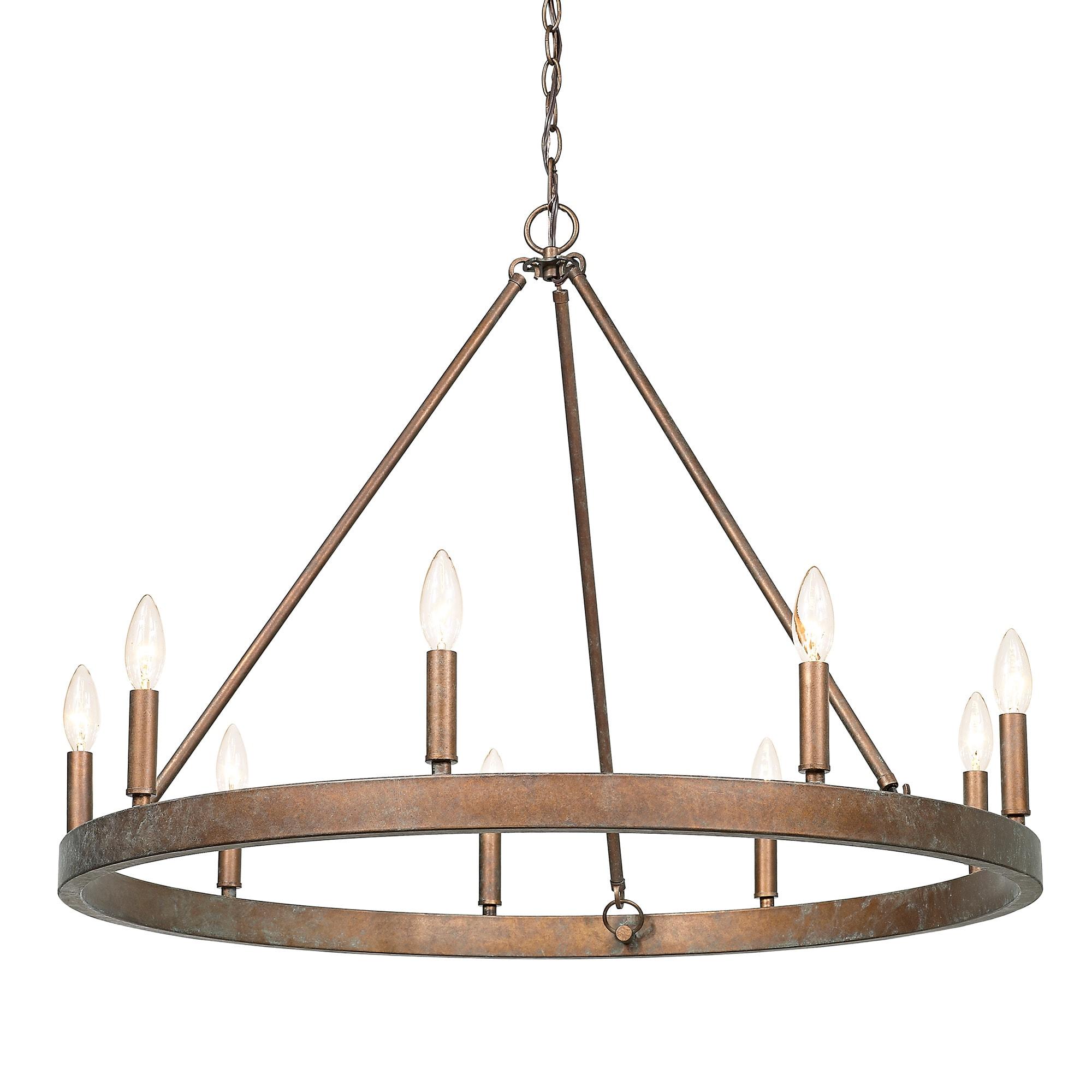 Golden Lighting Carraway 9-Light Chandelier in Copper Patina