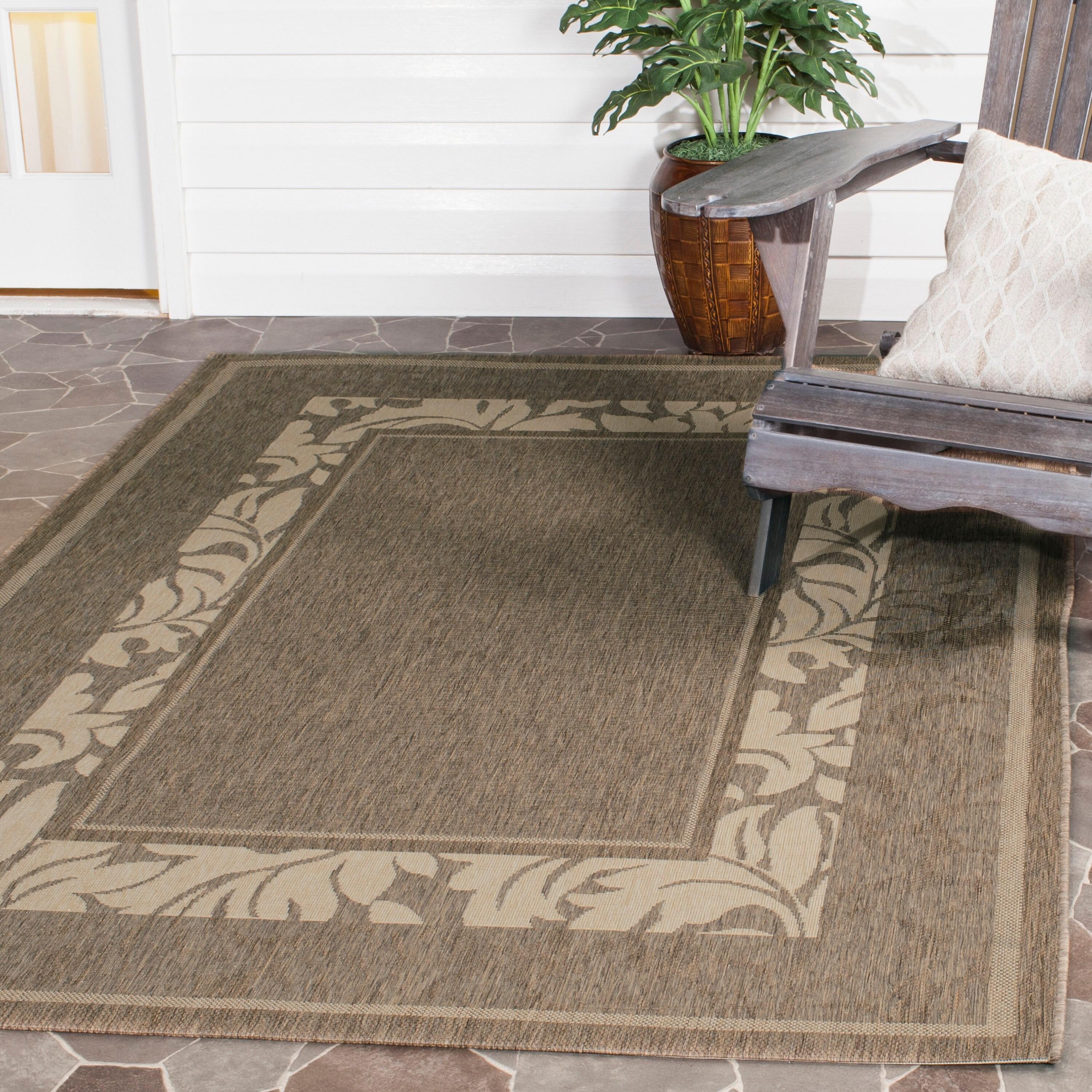 Courtyard CY1704 Power Loomed Indoor and Outdoor Area Rug - Brown/Natural - 6'7"x6'7" - Safavieh