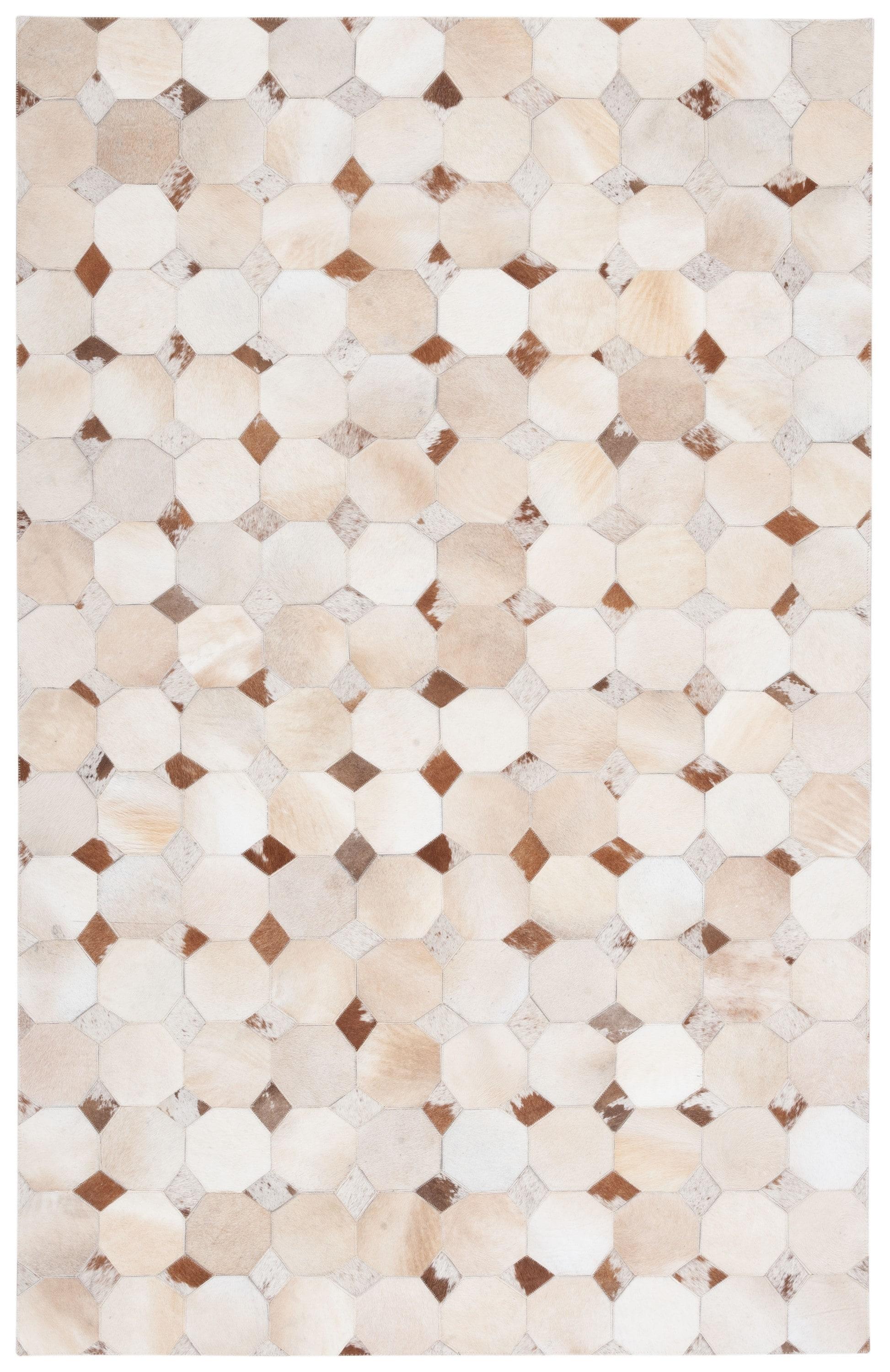 Loon Peak® Bersa Flat Weave Hair On Leather Geometric Rug