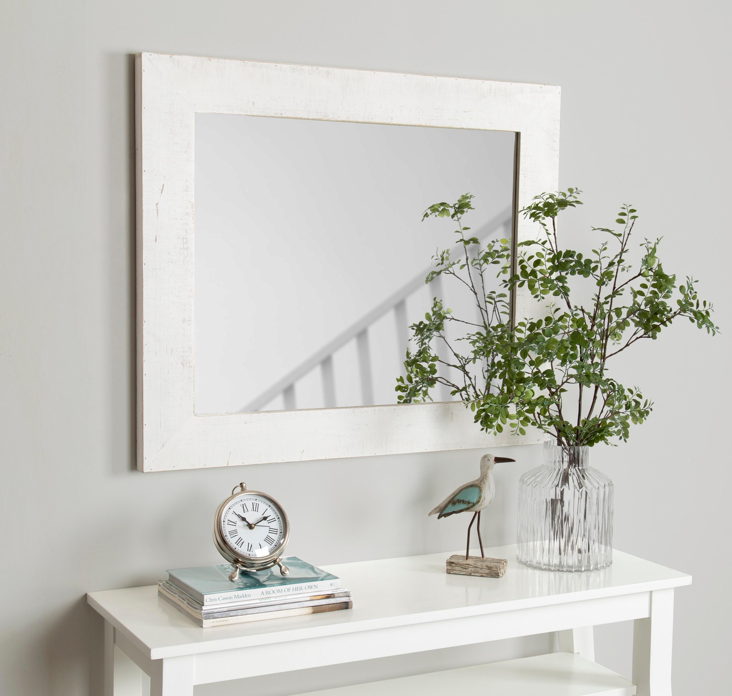 30" x 36" Garvey Wood Framed Wall Mirror White - Kate and Laurel: Modern Rectangle, No Assembly, Wall Mount