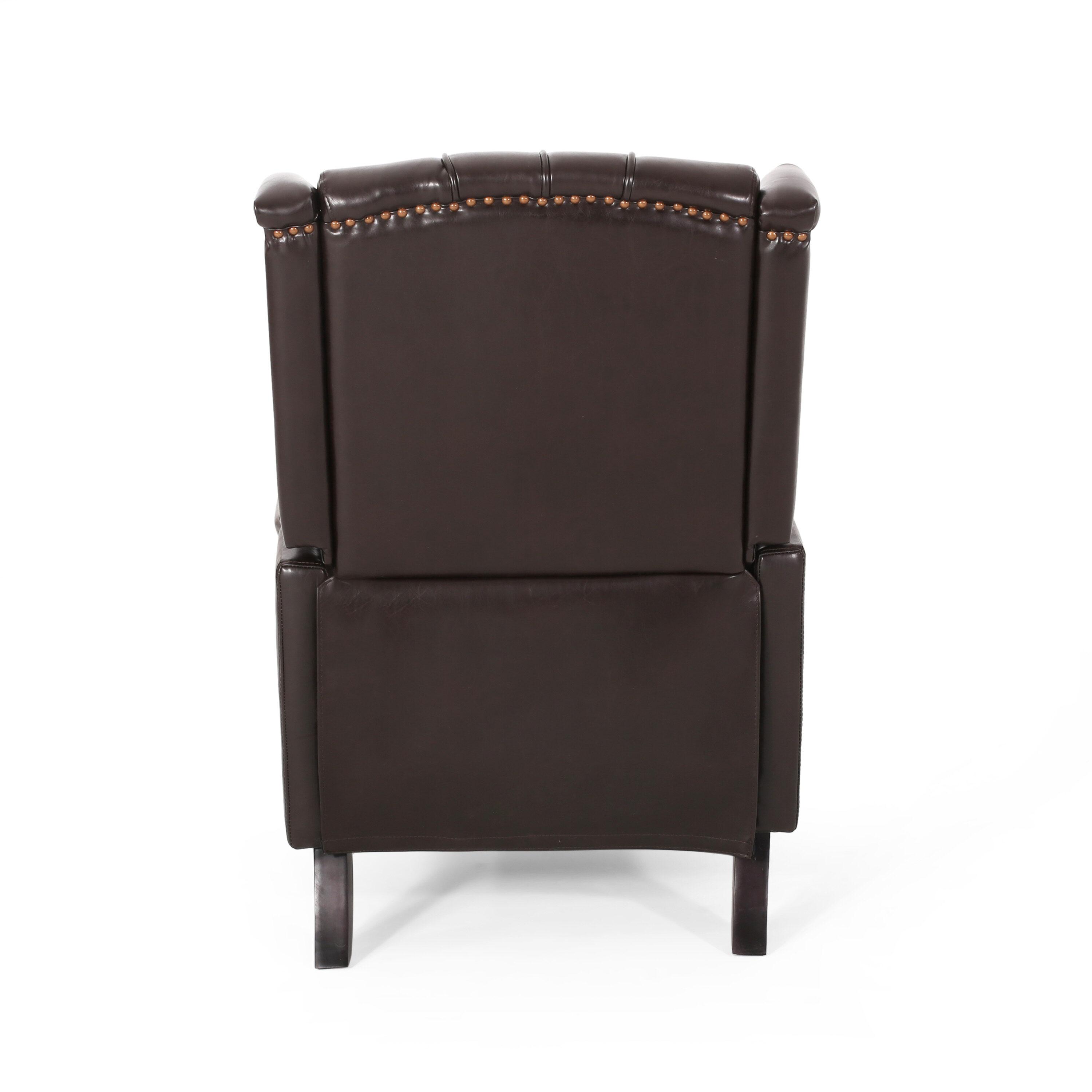 Walter Brown Bonded Leather Recliner Club Chair - Christopher Knight Home: Comfortable Seating, 250lb Capacity