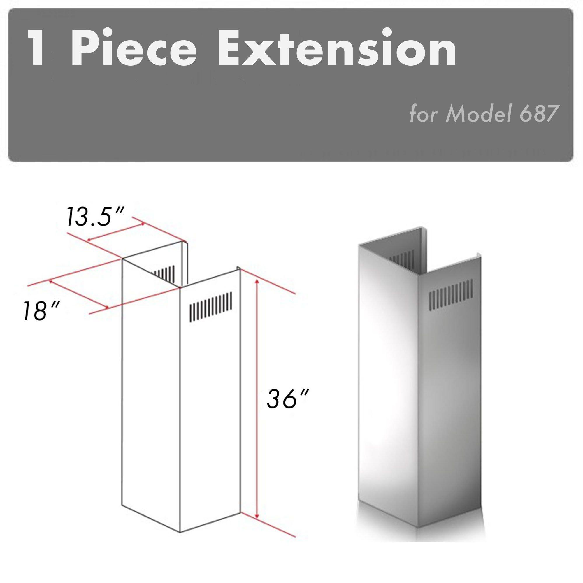 Stainless Steel Chimney Extension for 9-10 ft Ceilings