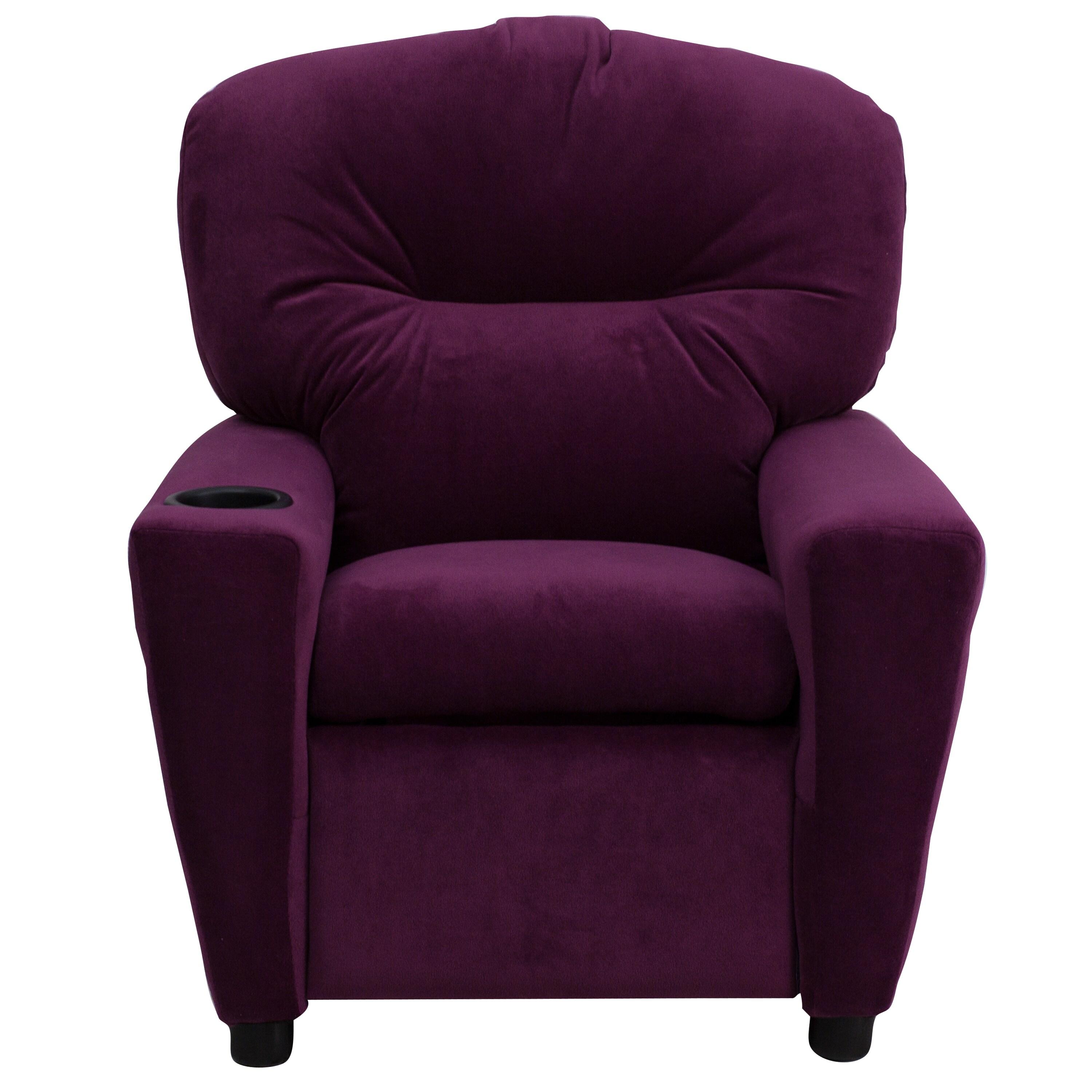 Flash Furniture Chandler Contemporary Purple Microfiber Kids Recliner with Cup Holder