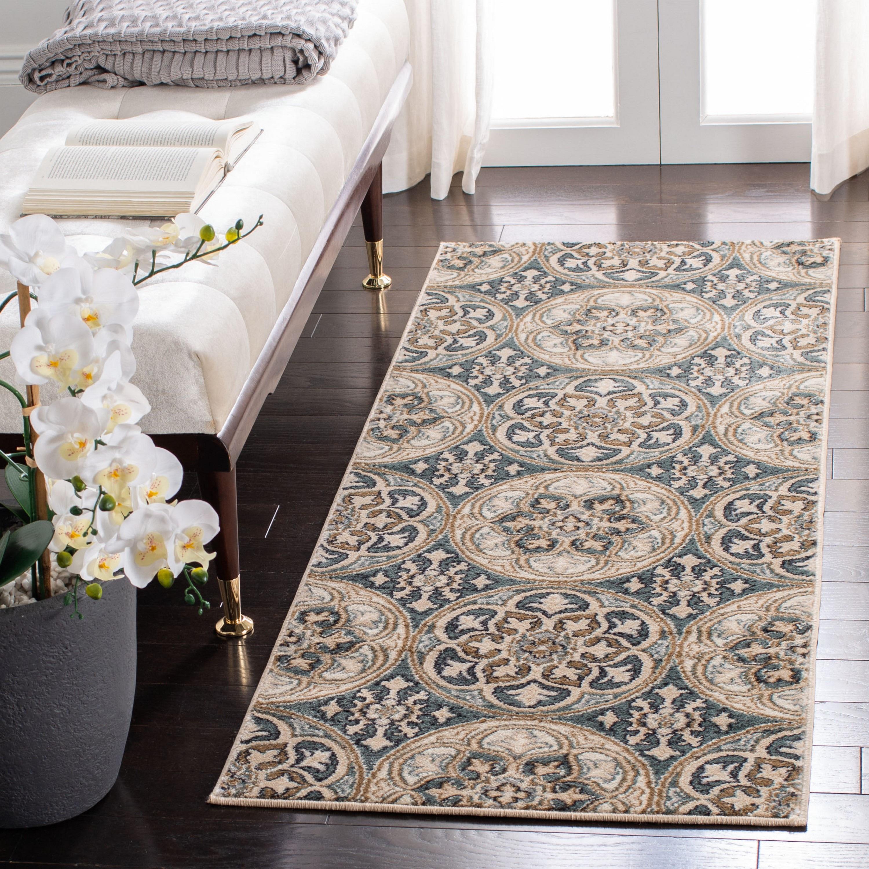 Lyndhurst LNH341 Power Loomed Runner Rug - Slate Blue/Beige - 2'3"x6' - Safavieh