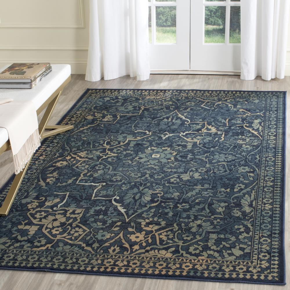 Vintage VTG175 Power Loomed Area Rug - Blue/Yellow - 5'3"x7'6" - Safavieh.