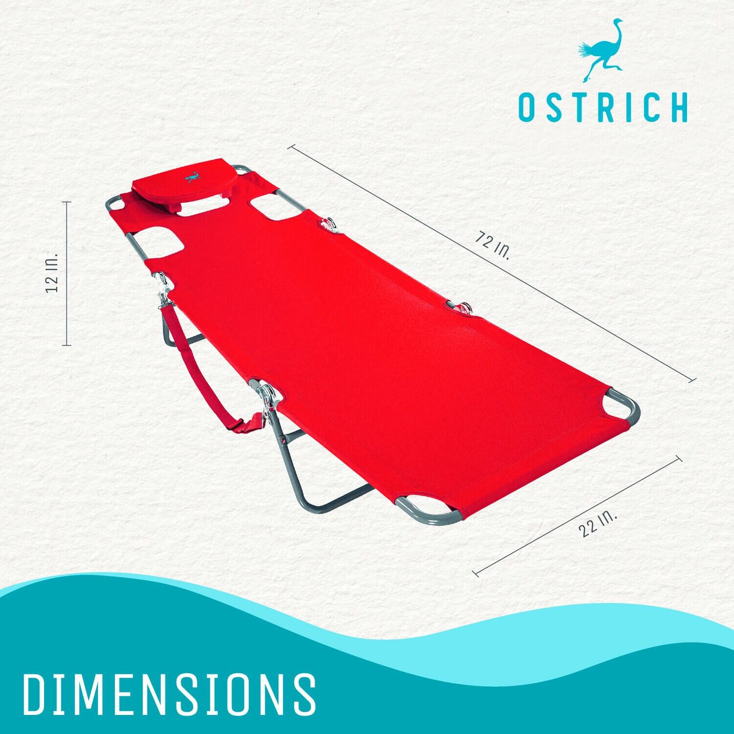 Ostrich Ostrich Deluxe Padded Lightweight Portable Adjustable Outdoor Reclining Folding Chair with Footrest