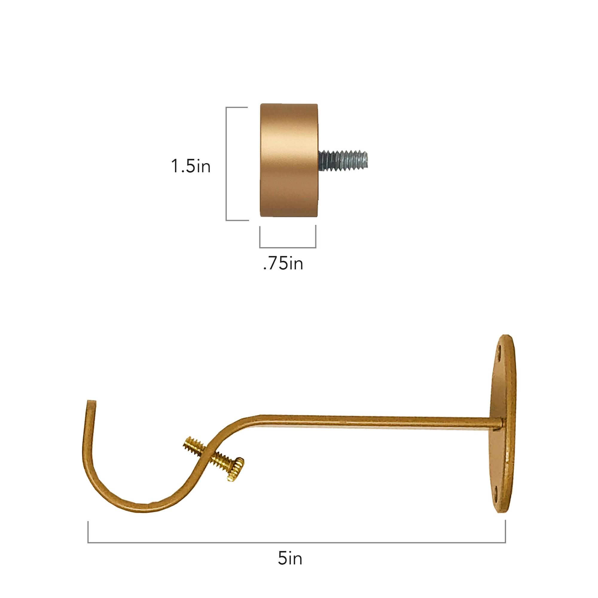 Serena 1" Window Drapery Single Curtain Rod with Contemporary Cap Finial - 48" - Soft Gold - Elrene Home Fashions