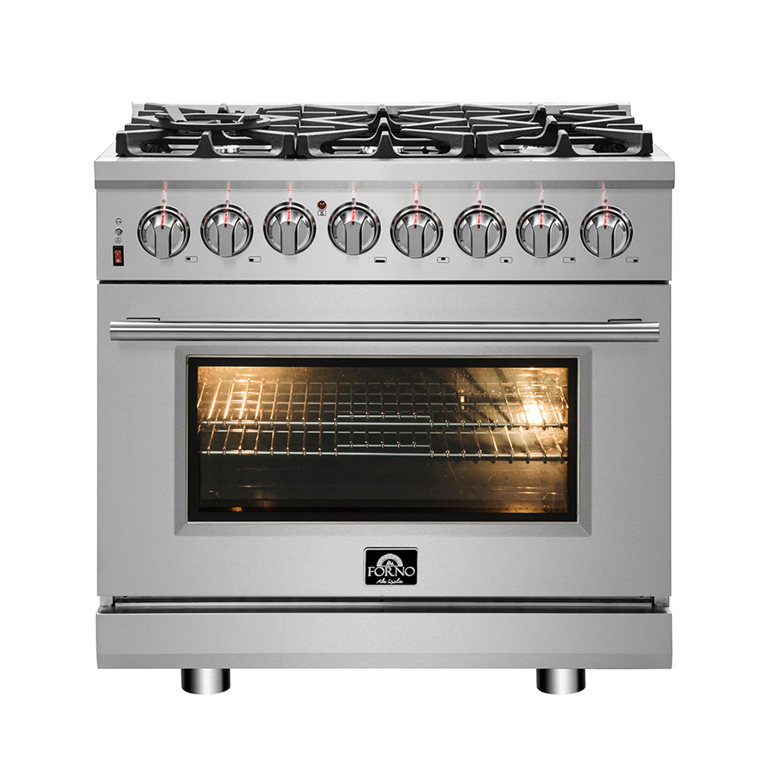 Massimo 36-inch Dual Fuel Range, 6 Burners, 5.36 cu.ft. True Convection Oven, Air Fryer & Griddle