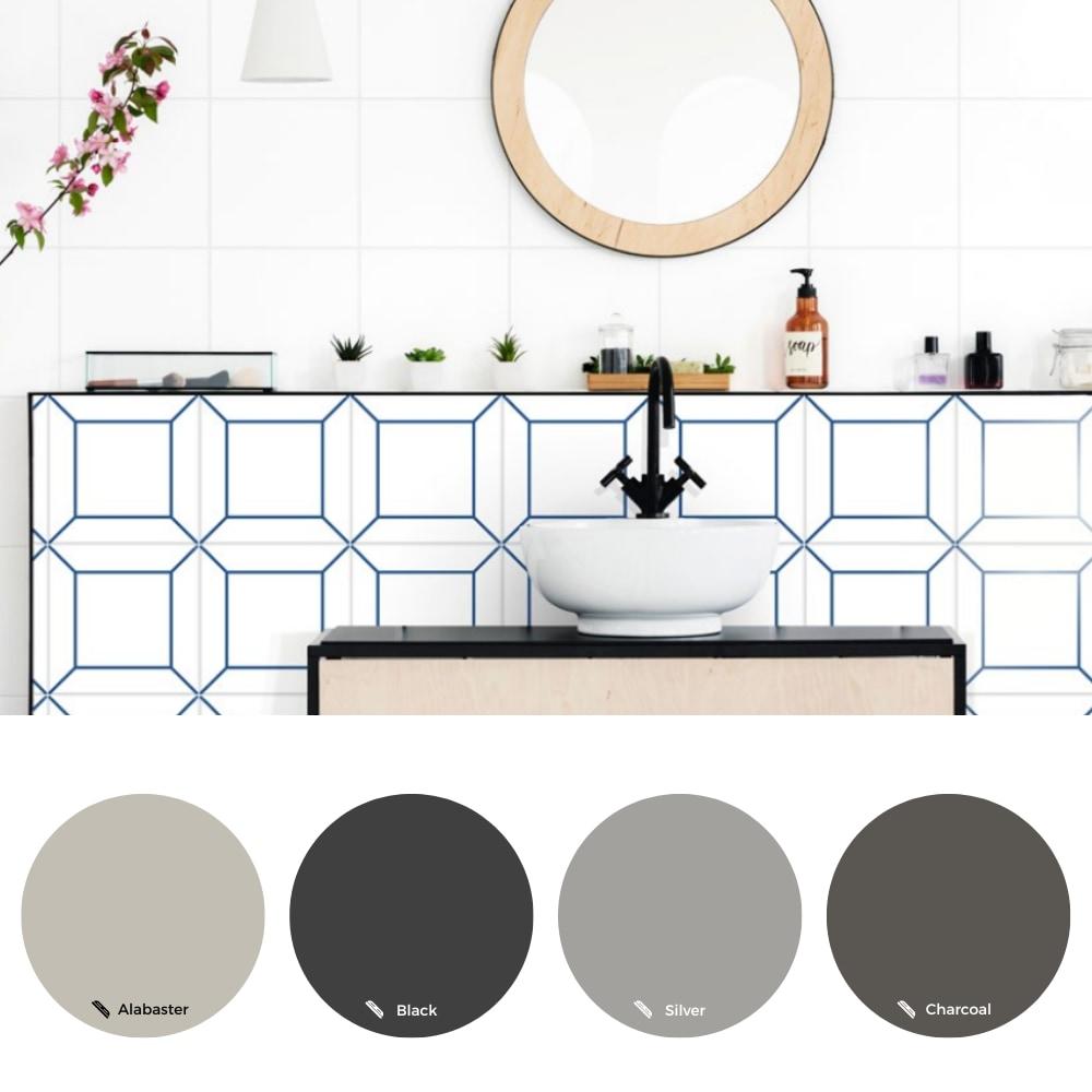 The Tile Life Frame White 6" x 6" Ceramic Patterned Wall Tile for Backsplash Bathroom - 1 Sample