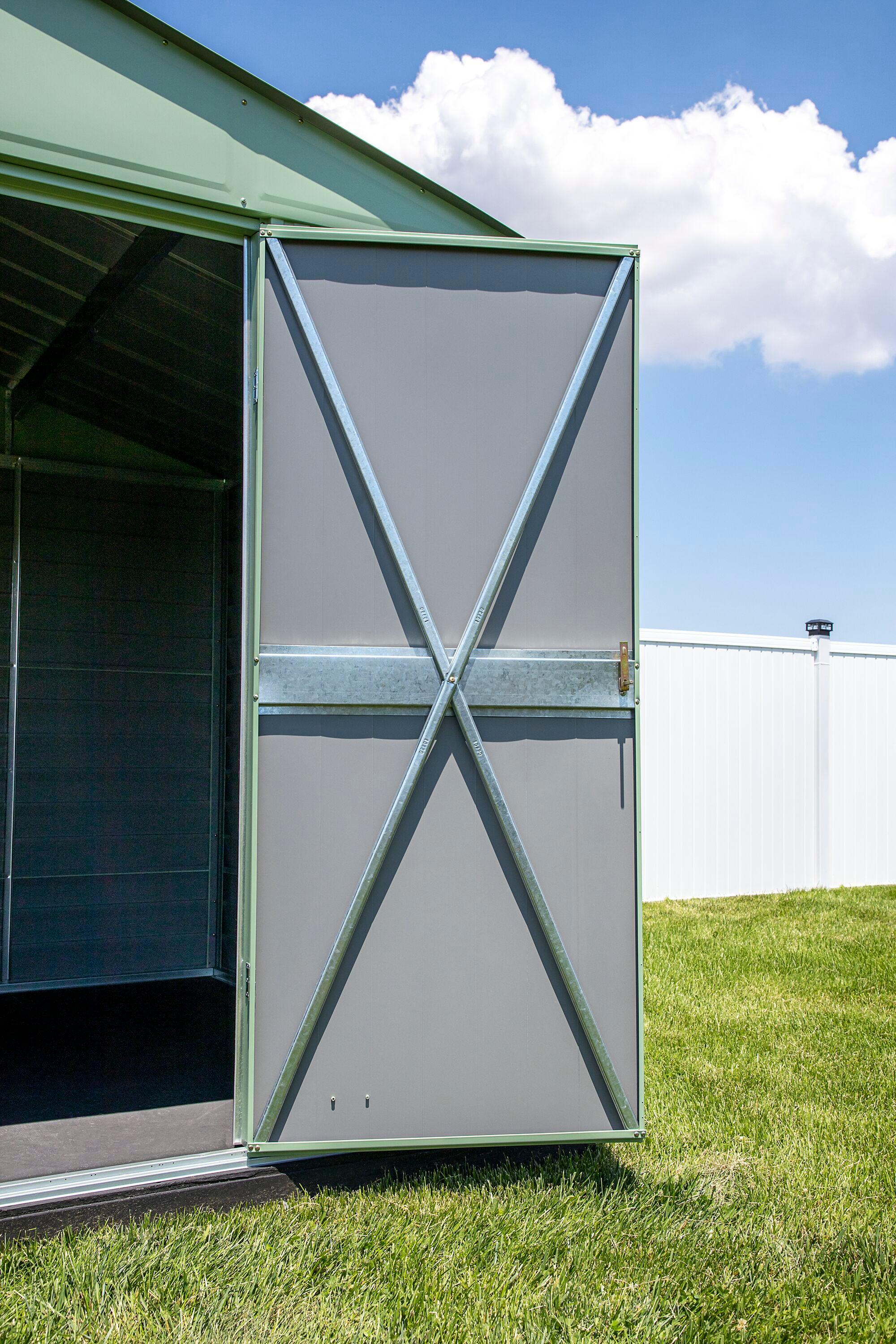 6 ft. W x 7 ft. D Galvanized Steel	 Storage Shed