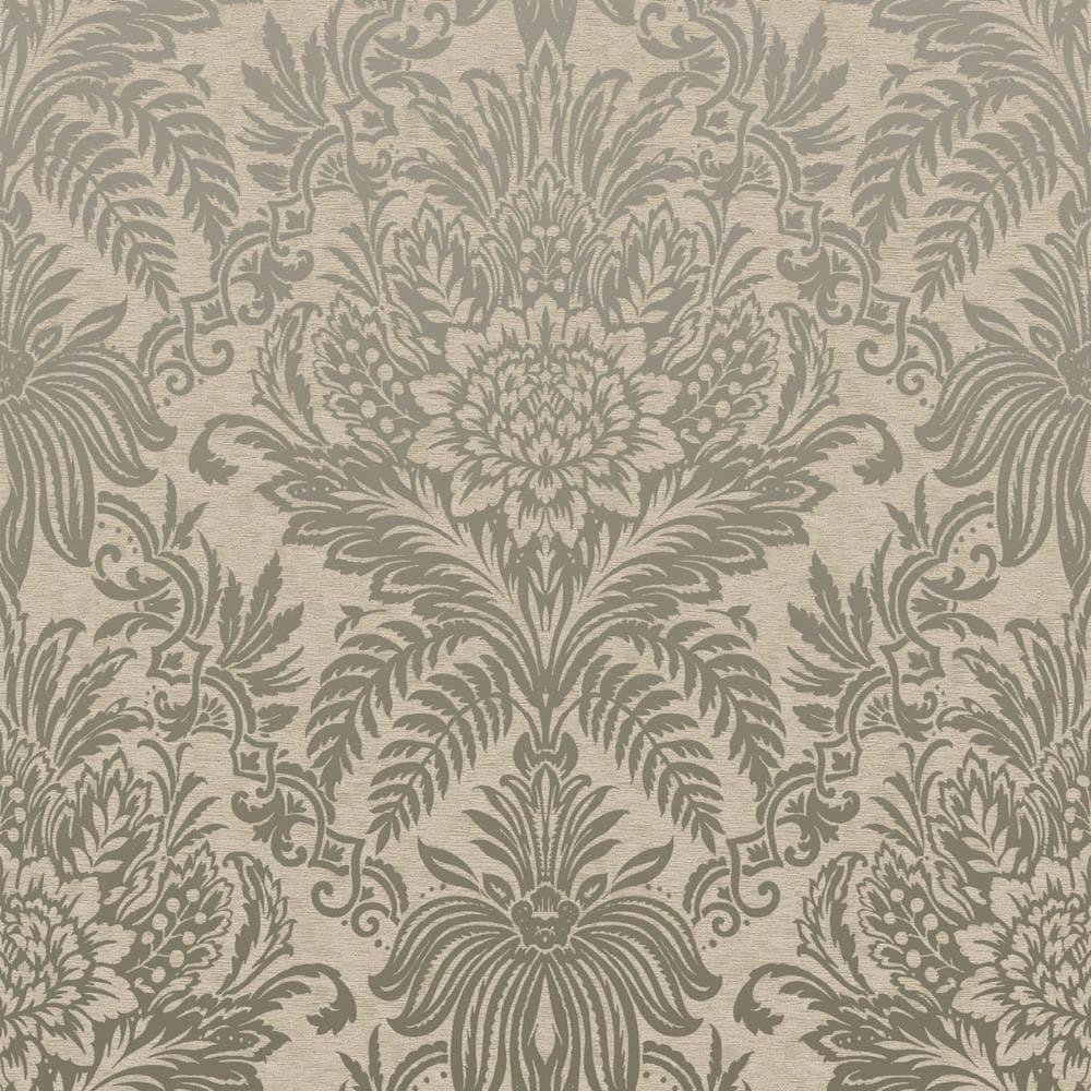 Crown Signature Beige Damask Unpasted Paper Wallpaper, 20.5-in by 33-ft, 56.4 sq. ft.