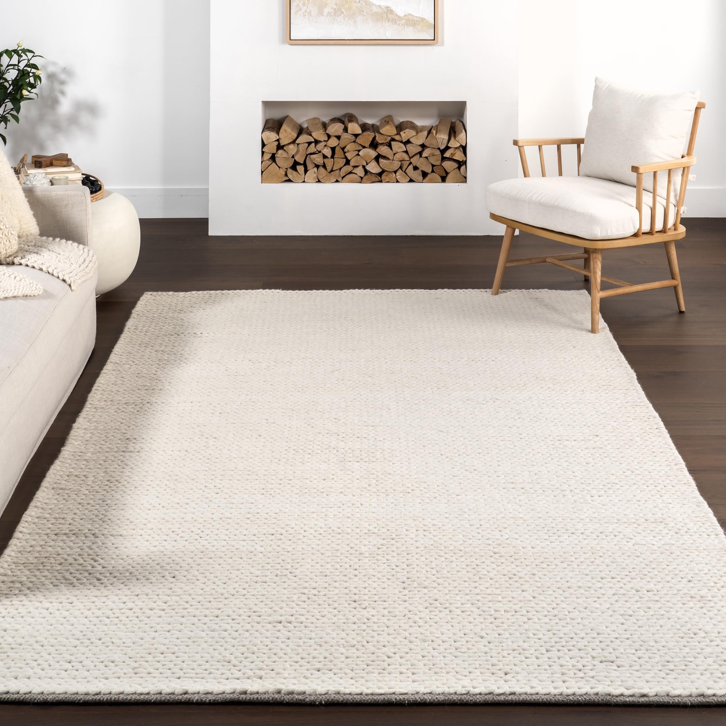 nuLOOM Penelope Braided Wool Off White 6' x 9' Farmhouse Area Rug