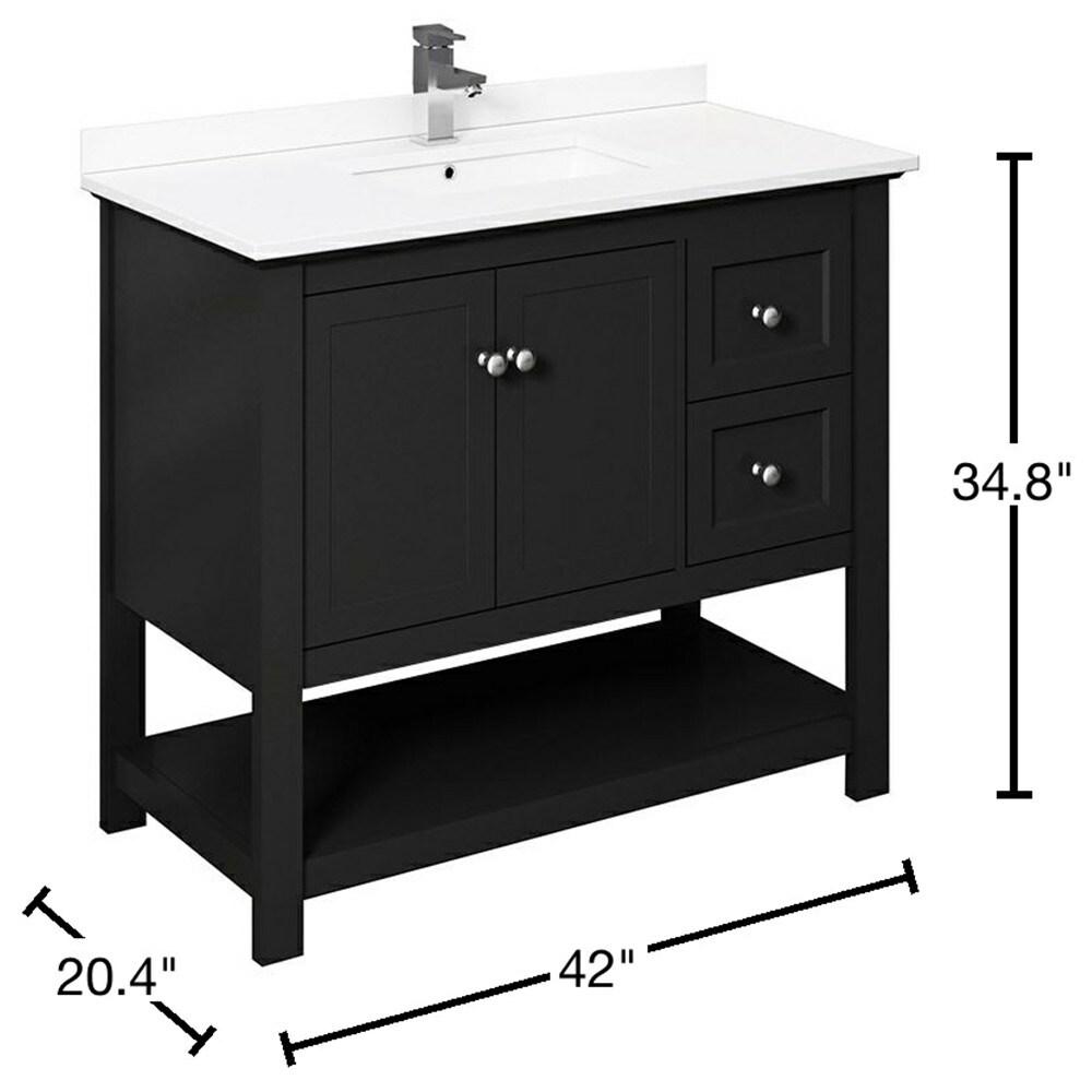 Fresca Manchester 42-in Black Undermount Single Sink Bathroom Vanity with White Quartz Top