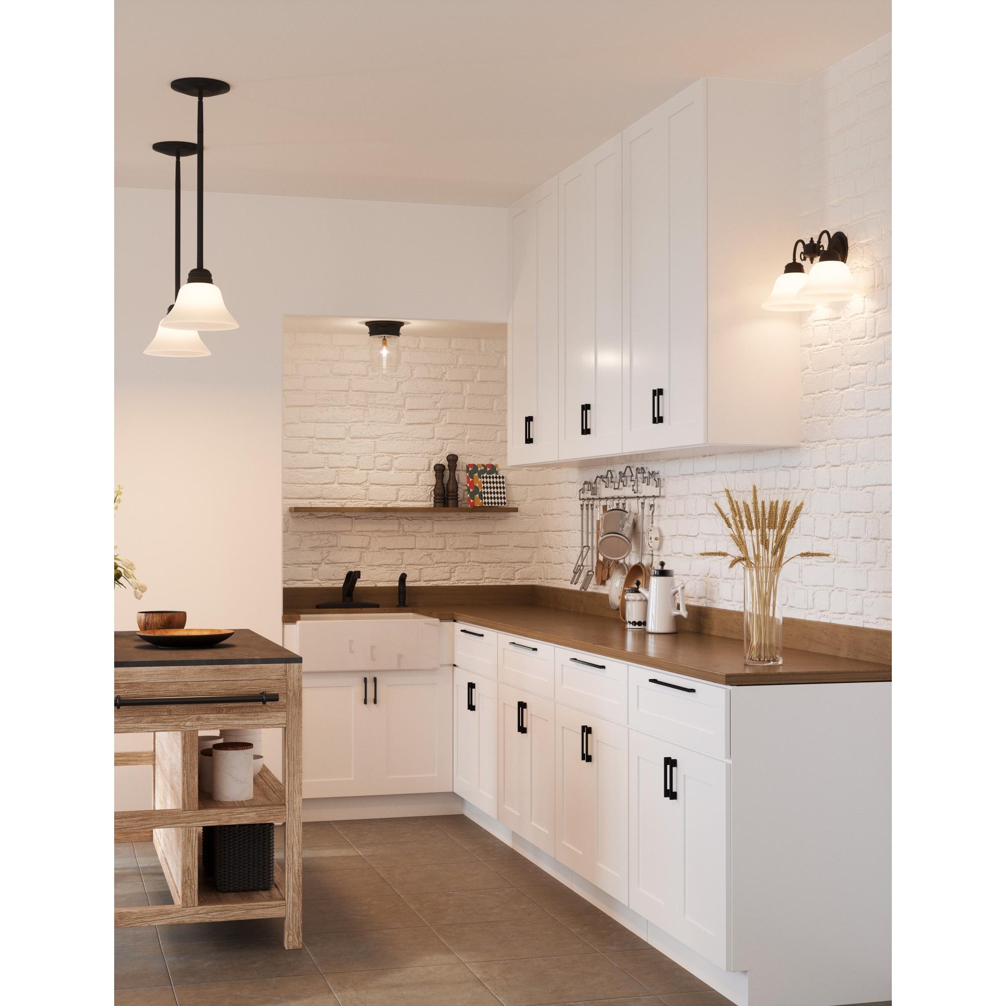 Design House Millbridge 2-Light Dimmable Vanity or Wall Light with Frosted Glass Shades, Oil Rubbed Bronze