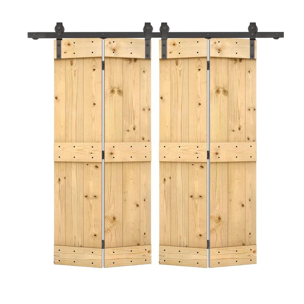 Calhome 84'' Solid Wood Barn Doors Painted Bi-Fold Door