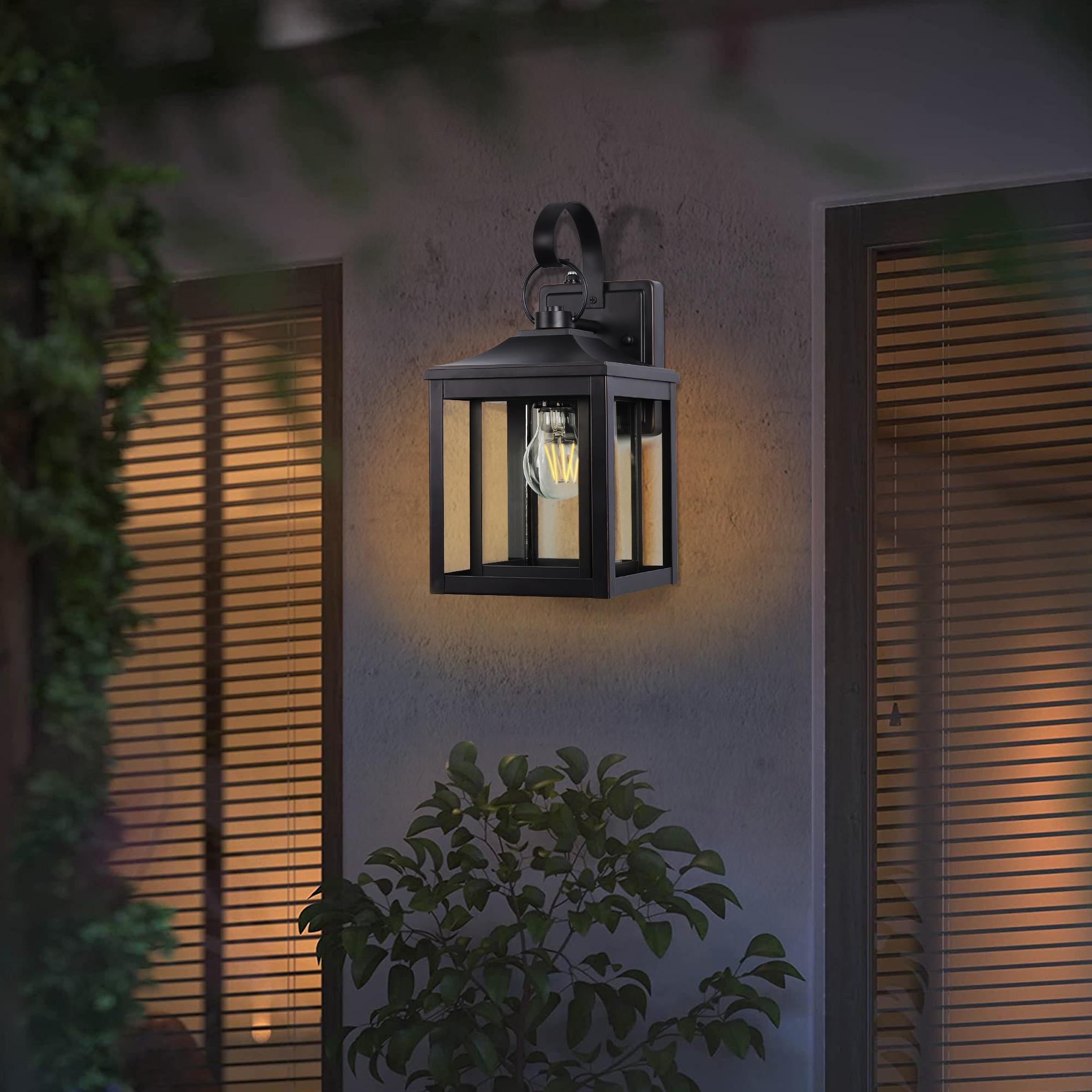 LamQee 1-Light 13"H Aluminum Outdoor Wall Lantern with Dusk to Dawn