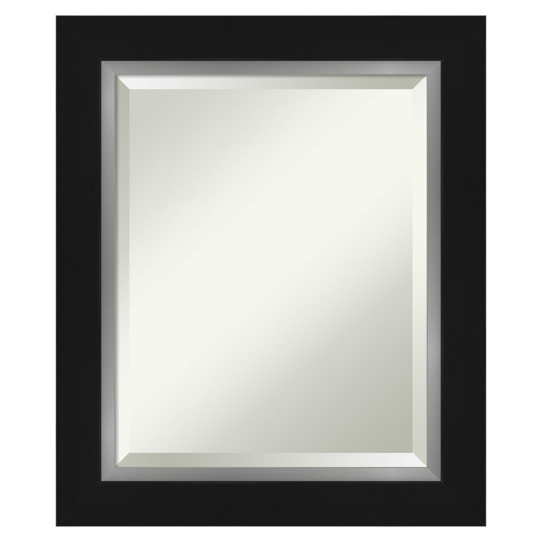 Amanti Art Eva Black Silver Framed Wall Mirror - 21.38 x 25.38 in