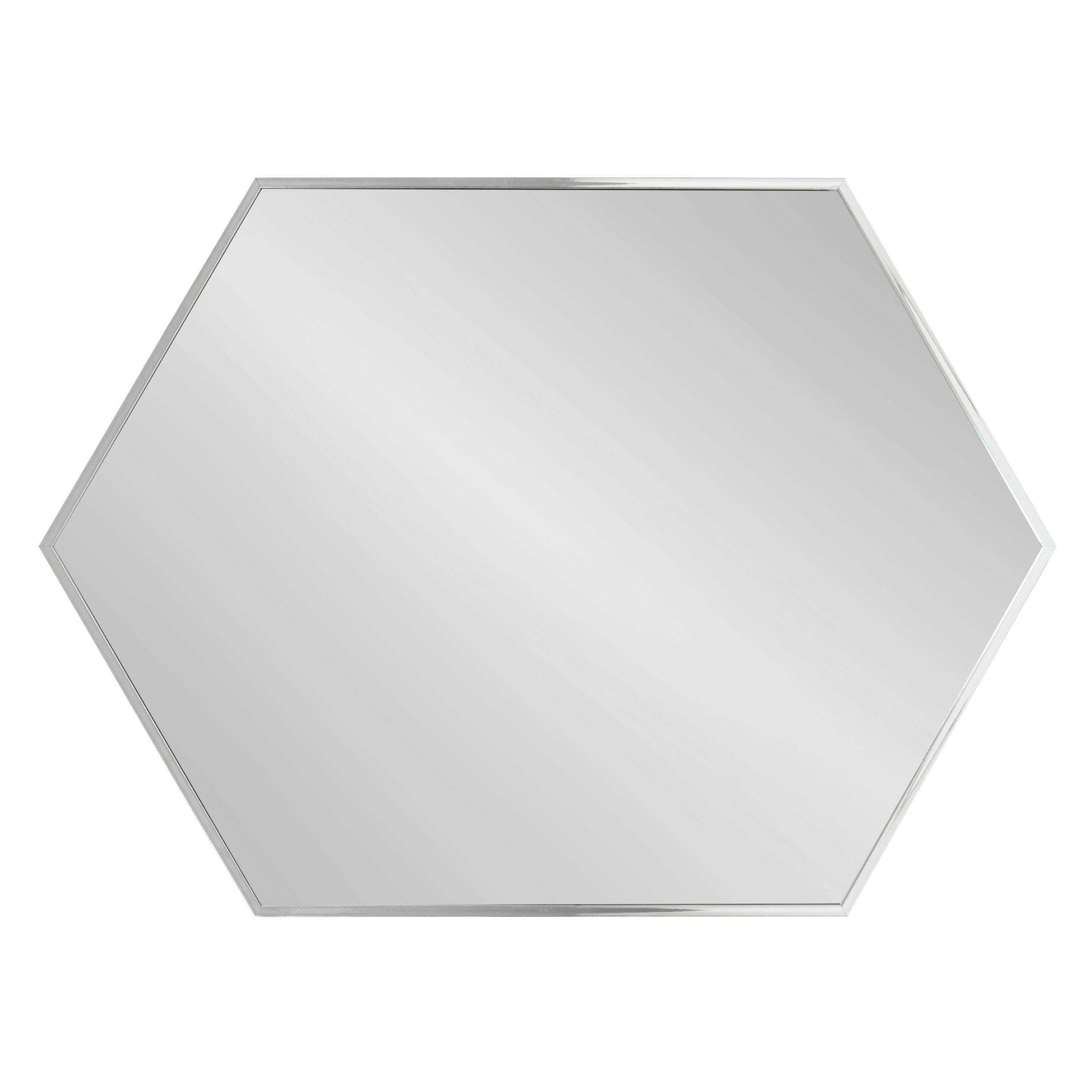 Kate and Laurel Rhodes Modern Hexagon Wall Mirror, 22 x 31, Silver, Decorative Geometric Hexagon MIrror with Chrome Finish for Elegant Contemporary Wall Decor