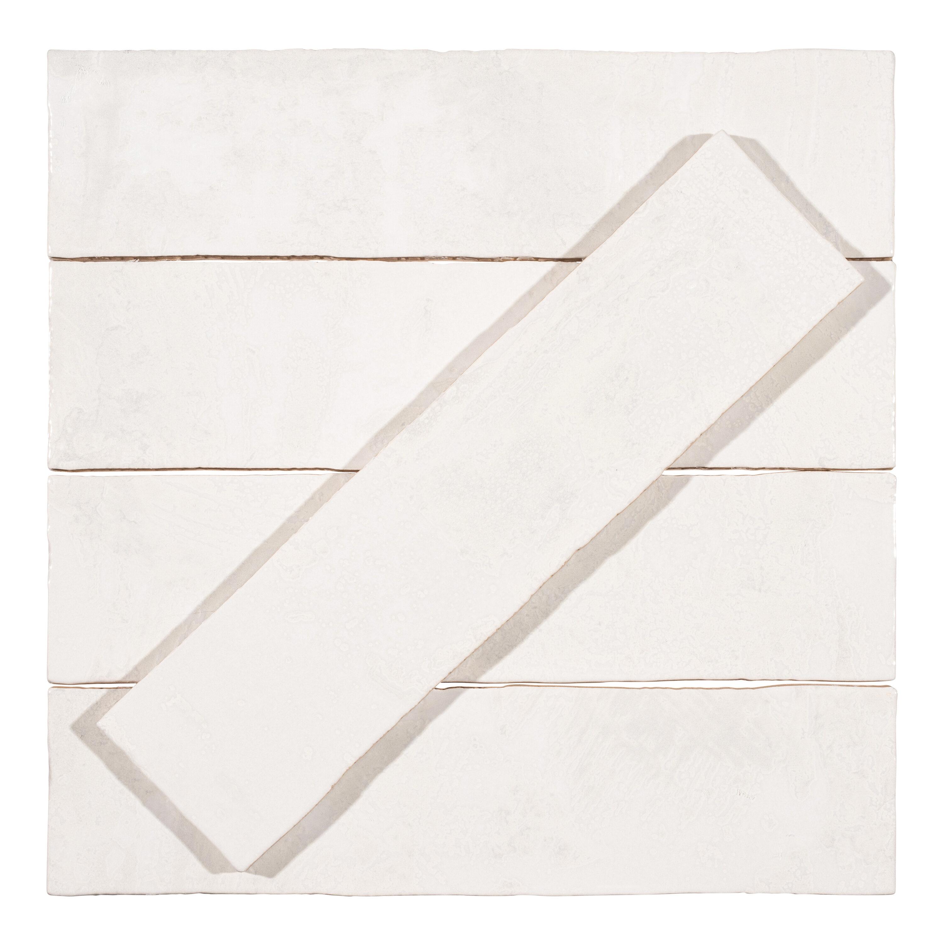 Splash Coconut White 3" x 12" Ceramic Subway Glossy Textured Look Wall Tile (Sample)