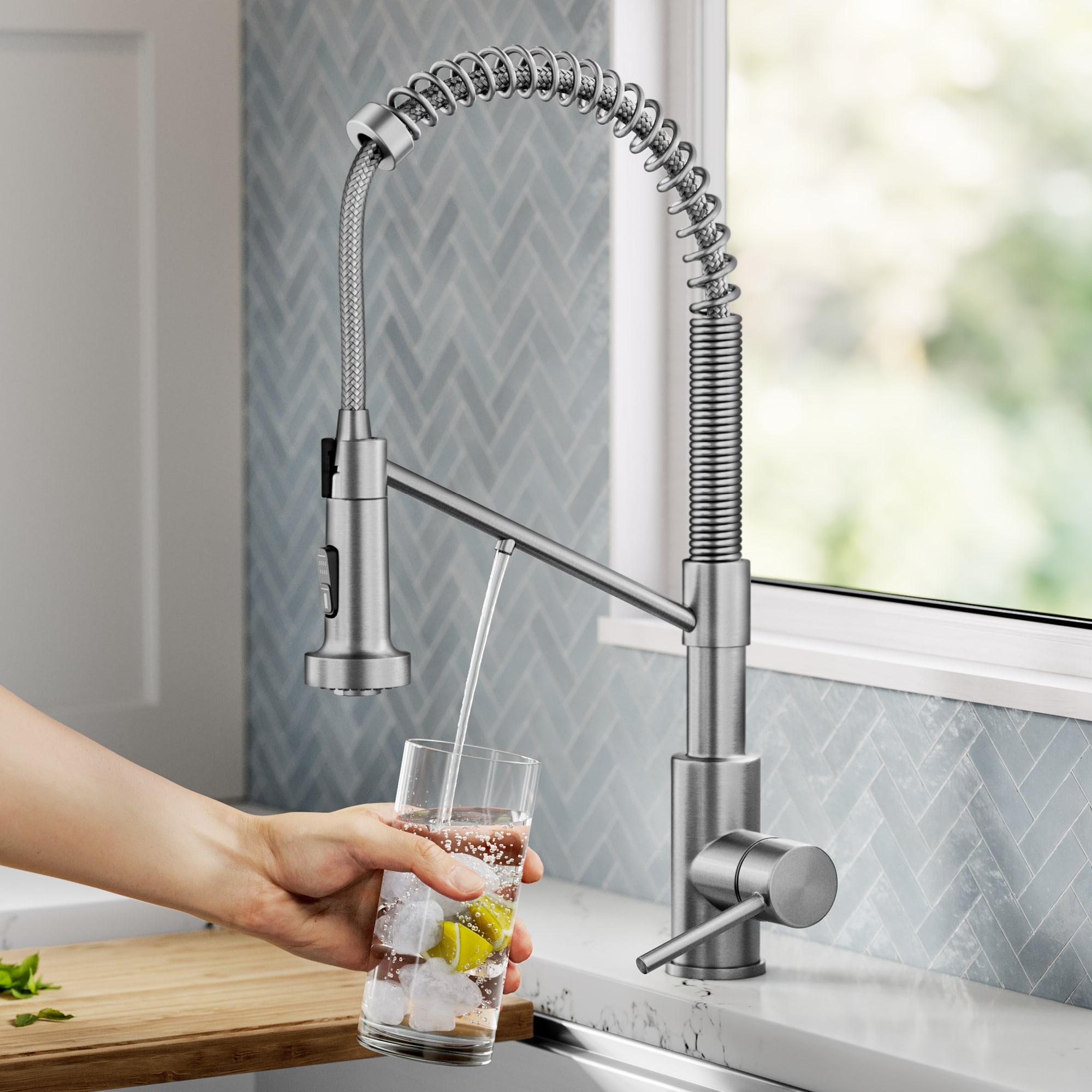 KRAUS Bolden 2-in-1 Commercial Style Pull-Down Single Handle Water Filter Kitchen Faucet for Reverse Osmosis or Water Filtration System in Spot Free Stainless Steel