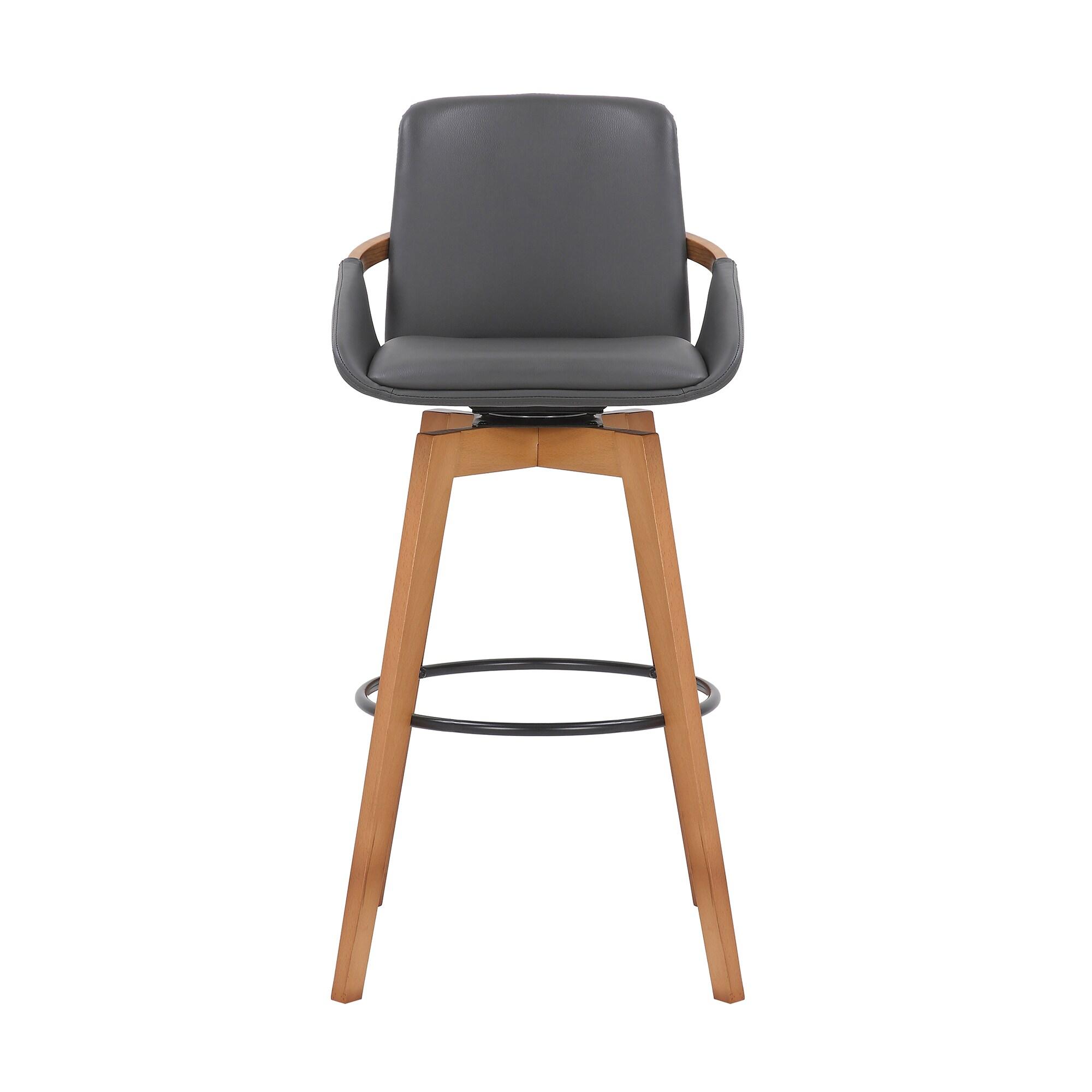 30" Baylor Faux Leather Wood Swivel Barstool - Armen Living