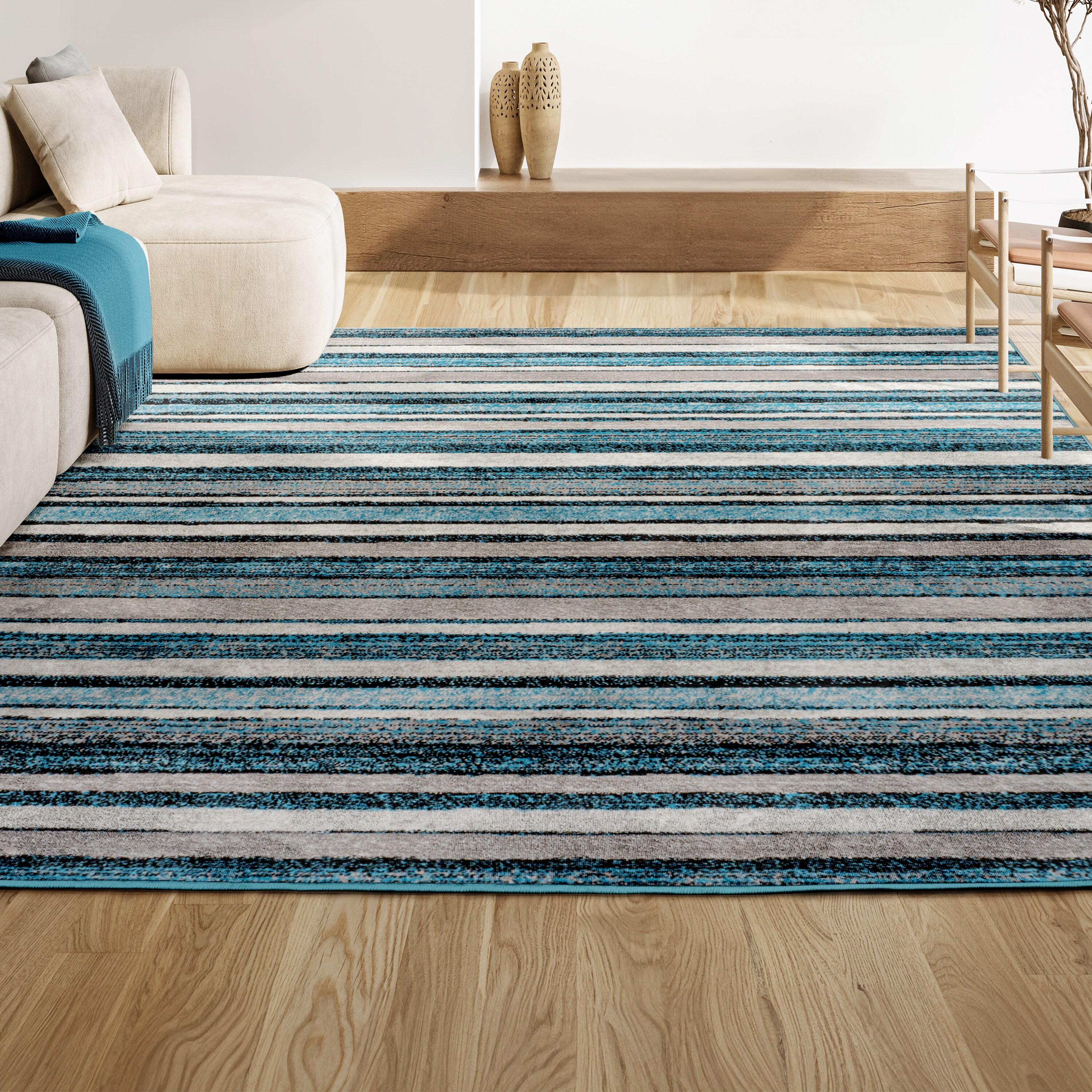 3' x 5' Magnolia Beach Strie' Striped Area Rug, Blue/Navy - JONATHAN Y