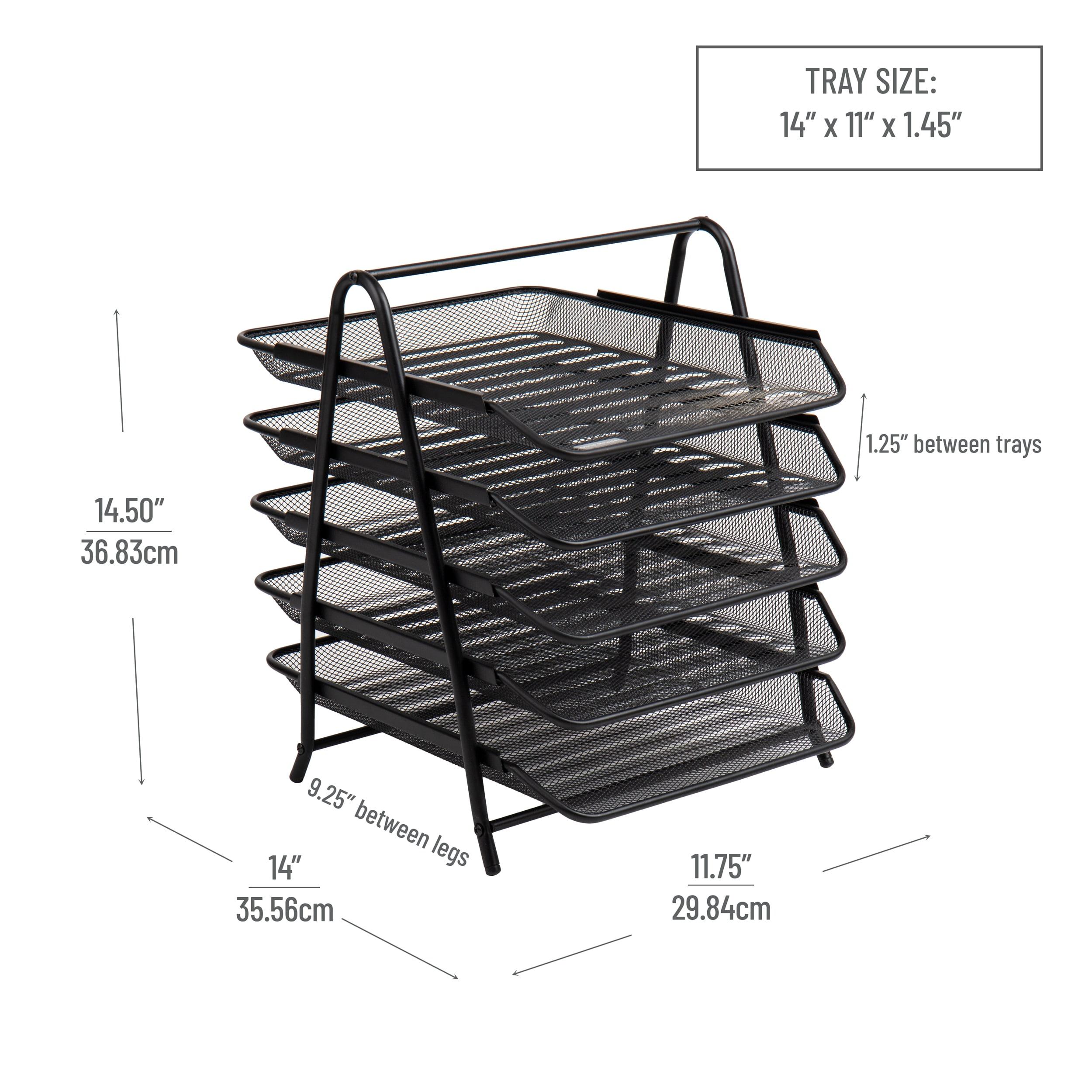 Mind Reader 5-Tier Paper Tray, Desktop Organizer, File Storage, Workspace, Office, Metal Mesh, 11.75"L x 14"W x 14.5"H