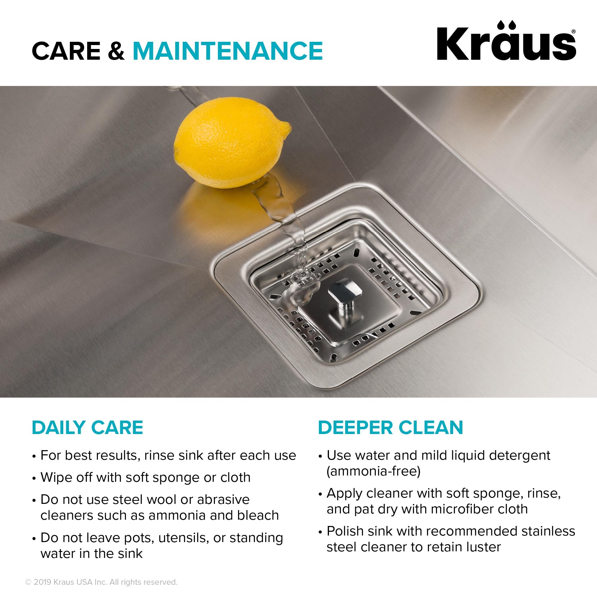 KRAUS Pax™ Zero-Radius 24-inch L 18 Gauge Undermount Single Bowl Stainless Steel Laundry and Utility Sink