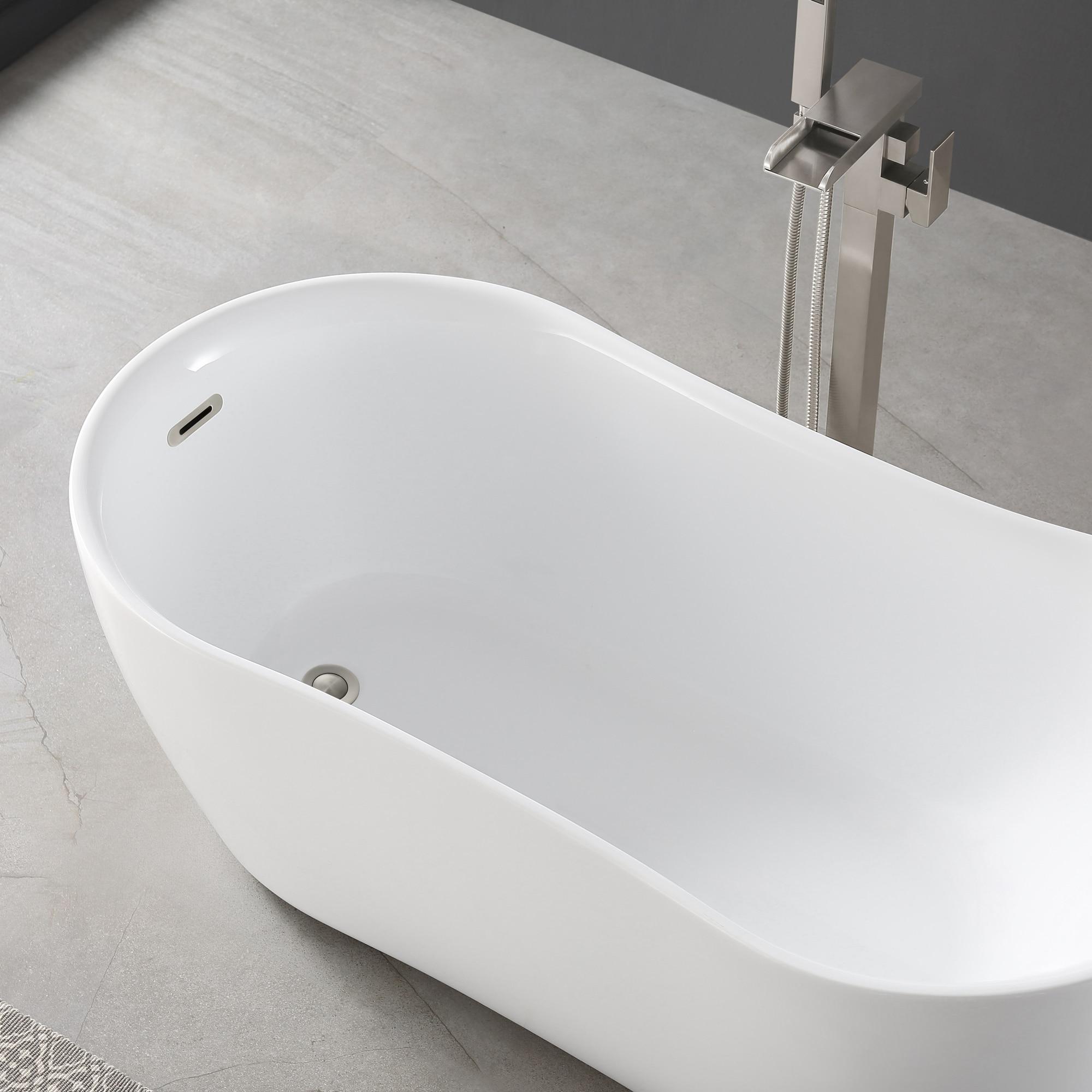 Isaac 29.02'' x 58.27'' Freestanding Soaking Acrylic Bathtub