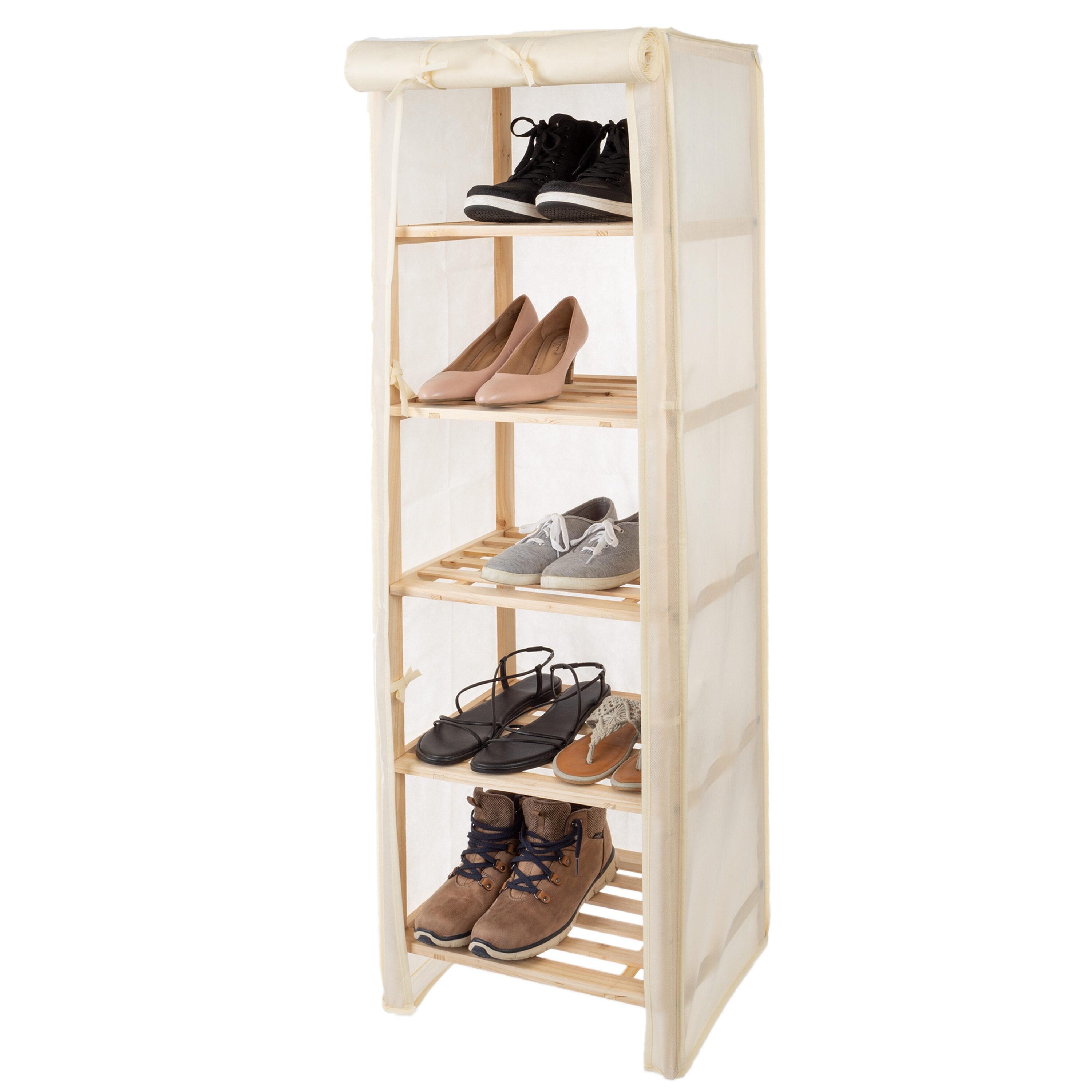 Hastings Home 5-Tier Wood Storage Shelving Rack With Removable Cover