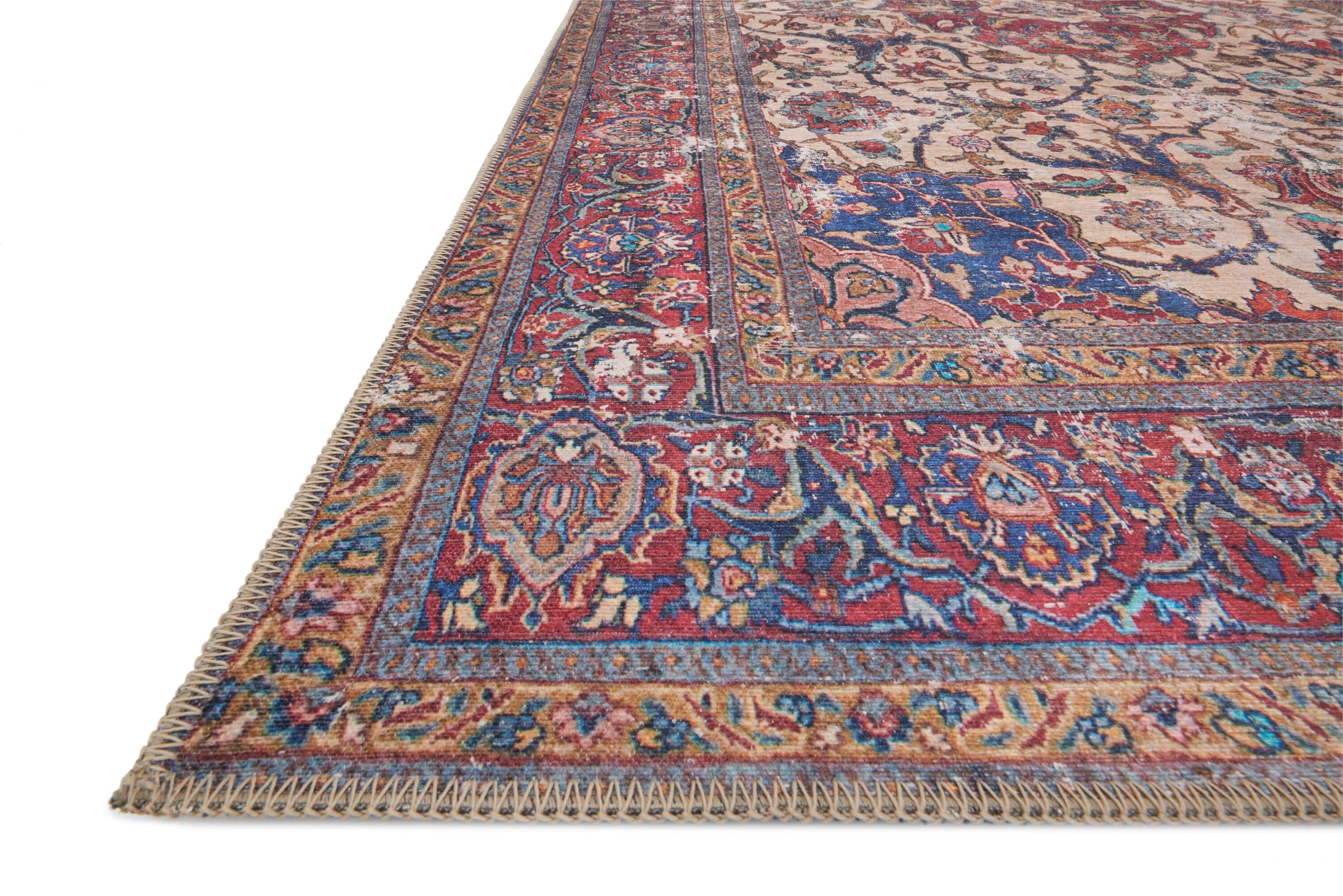 Sand and Multicolor Hand-Knotted Floral Accent Rug
