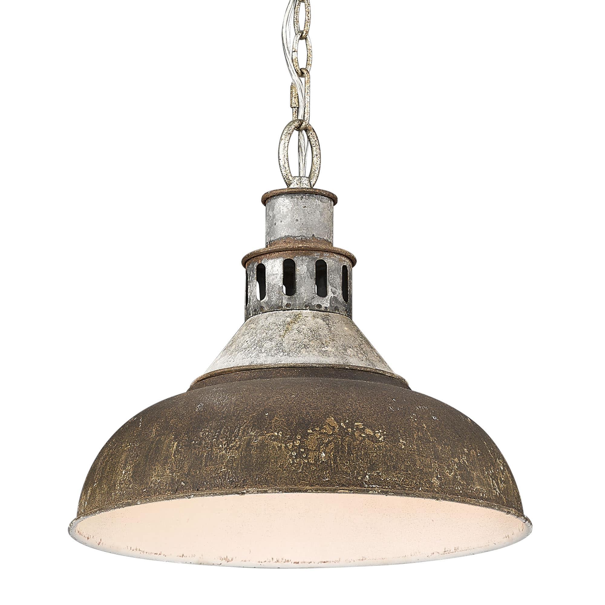 Golden Lighting Kinsley 1-Light Pendant in Aged Galvanized Steel with Antique Rust