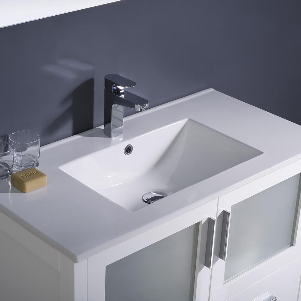 Torino 36'' Single Bathroom Vanity with Ceramic Top with Mirror