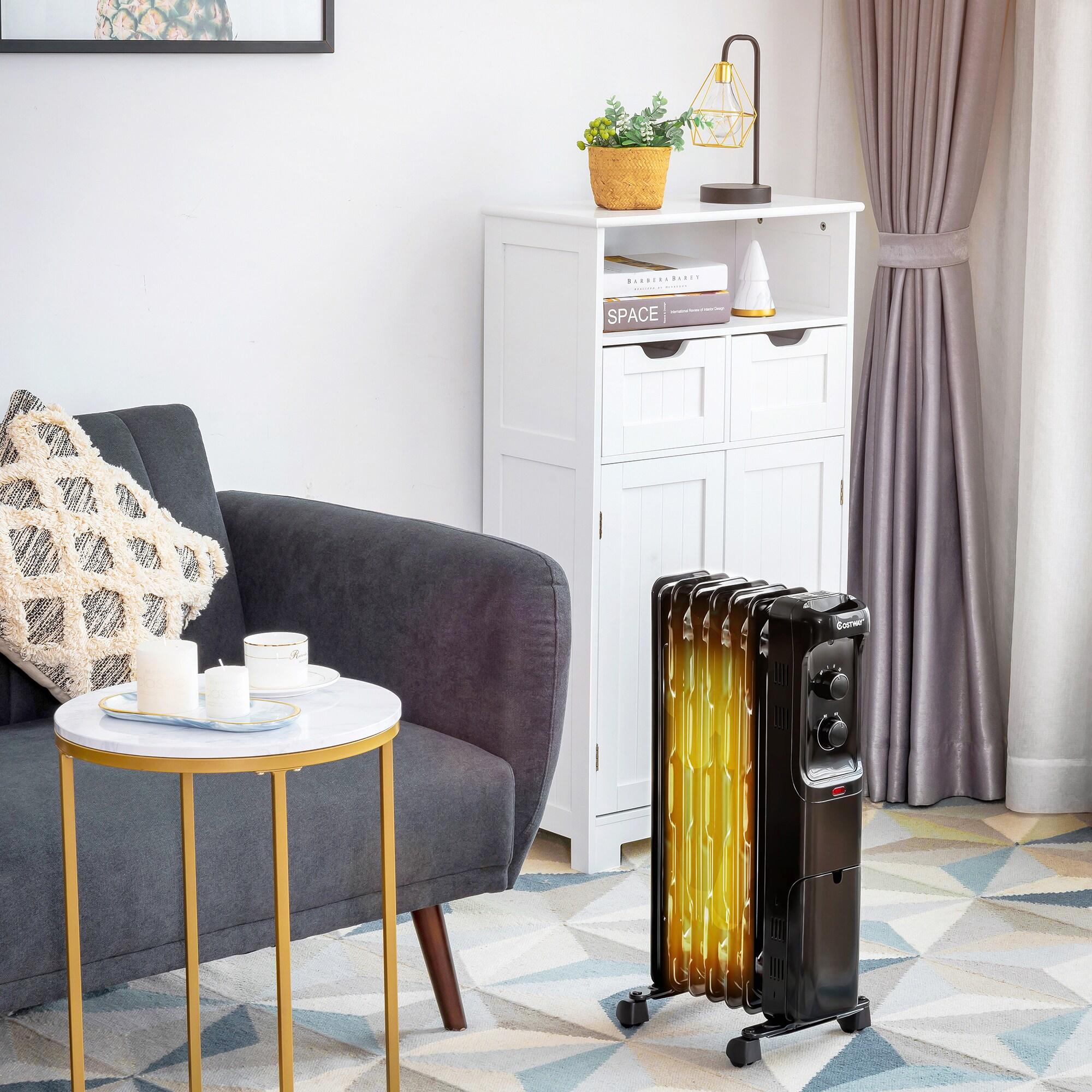 Costway 1500W Oil Filled Heater Portable Radiator Space Heater w/Adjustable Thermostat Black